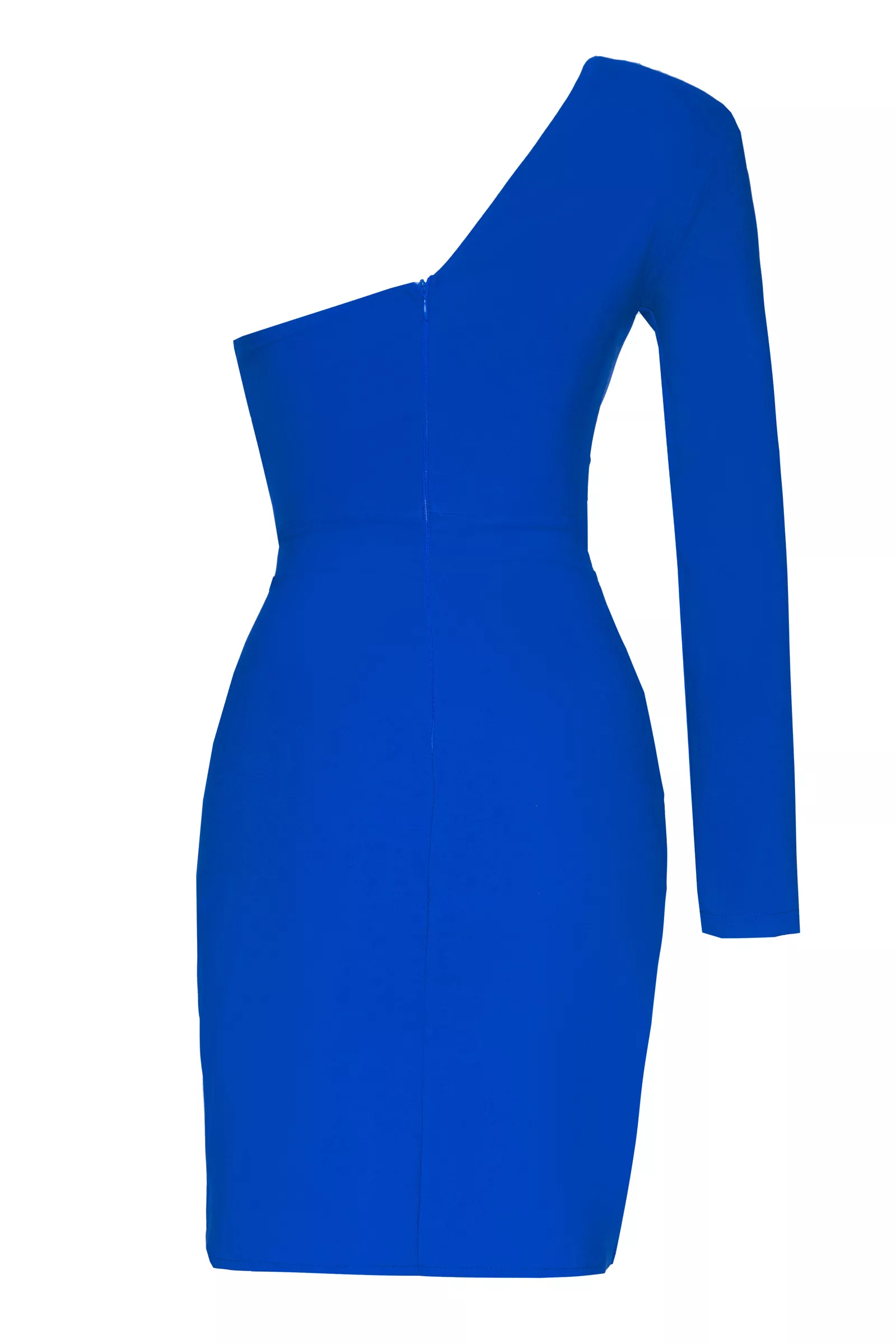 Blue Crepe One Arm Mini Dress