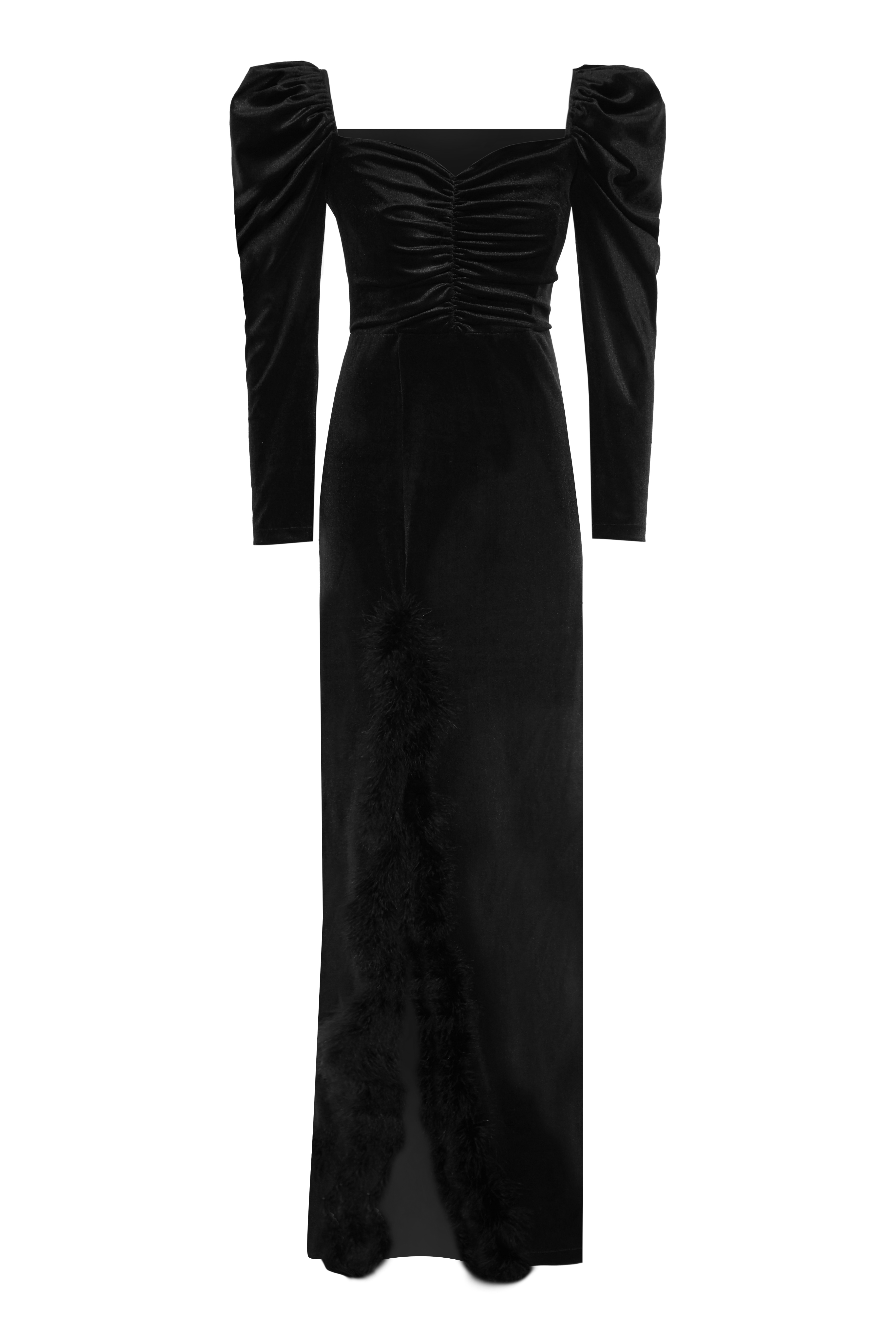 Black Velvet Long Sleeve Maxi Dress