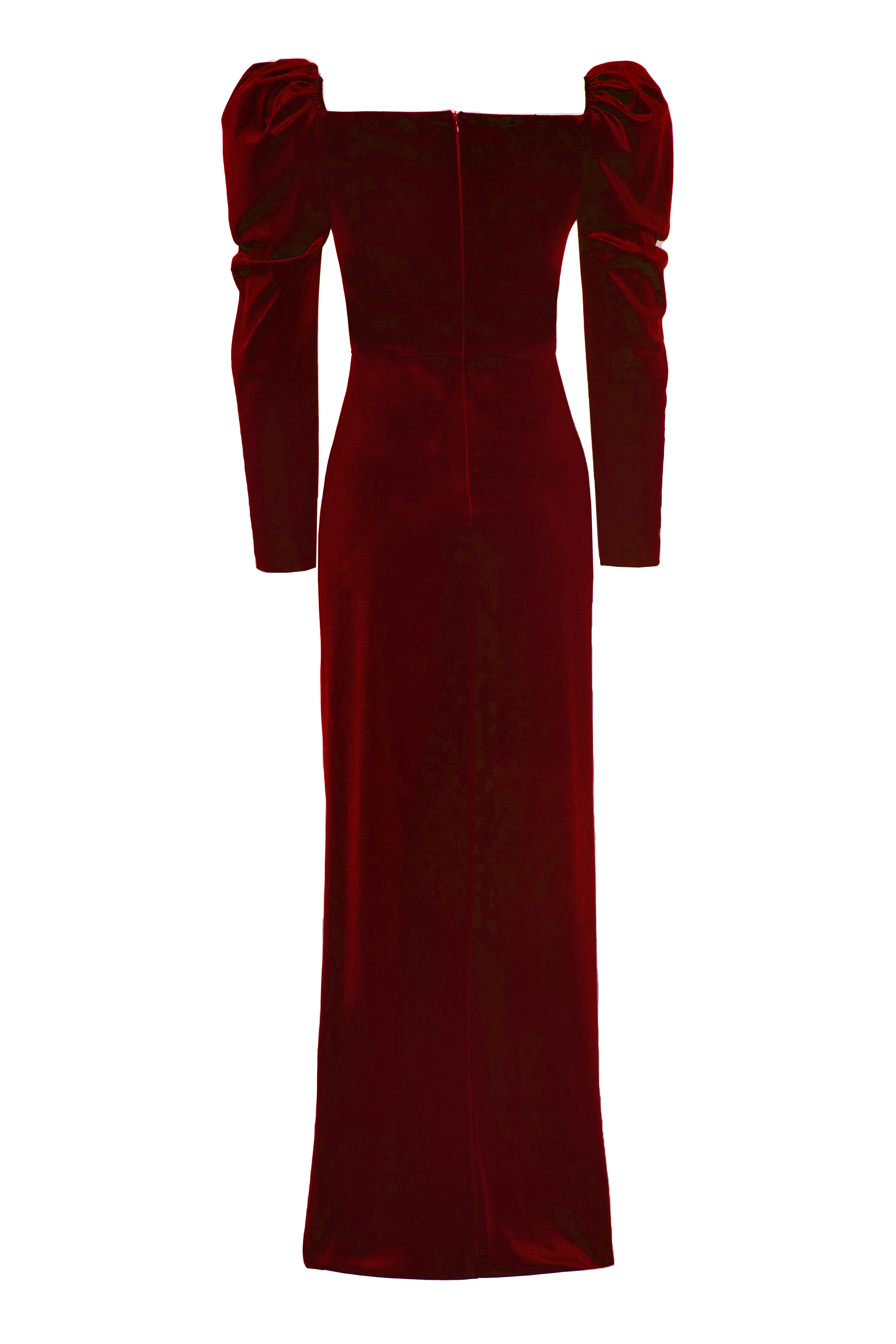 Maroon Velvet Long Sleeve Maxi Dress