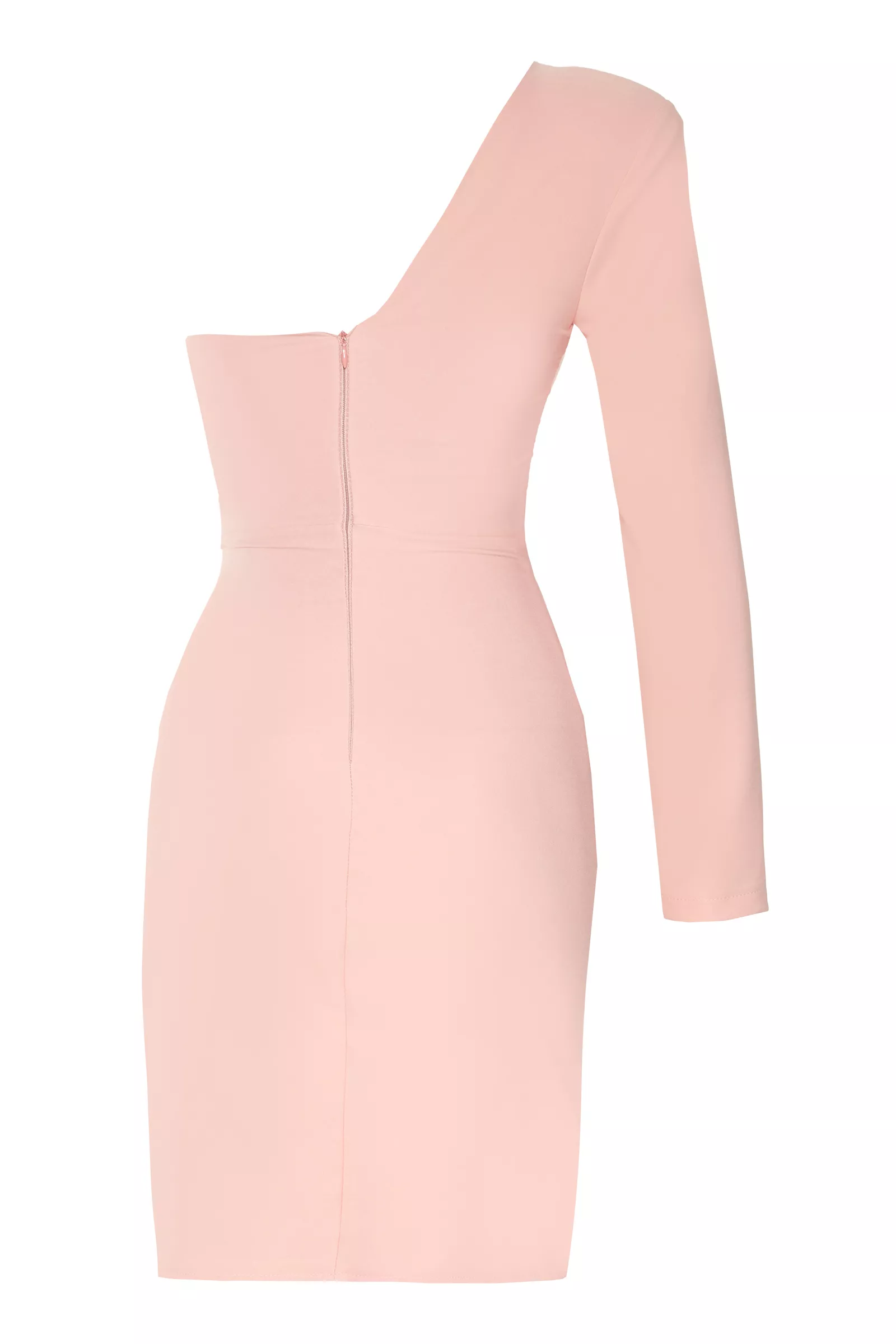 Blush Crepe One Arm Mini Dress