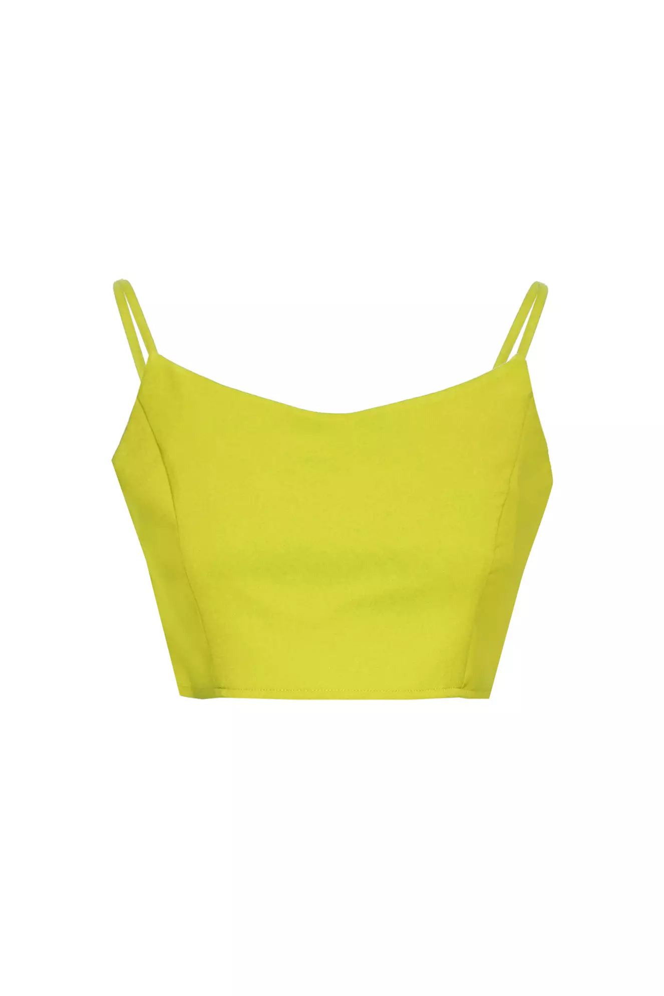 Pistachio Green Crepe Sleeveless Crop Top