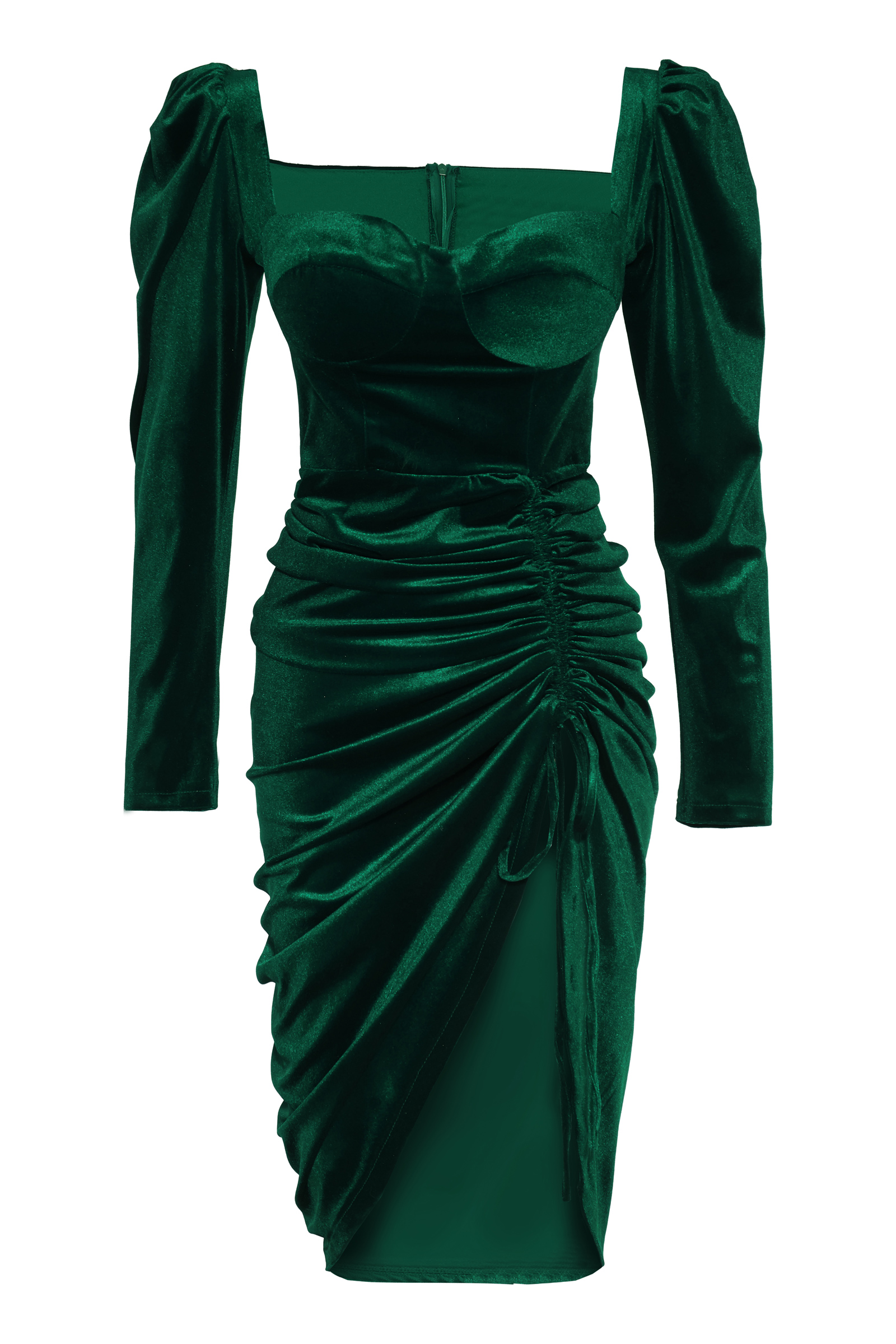 Green Velvet Long Sleeve Maxi Dress