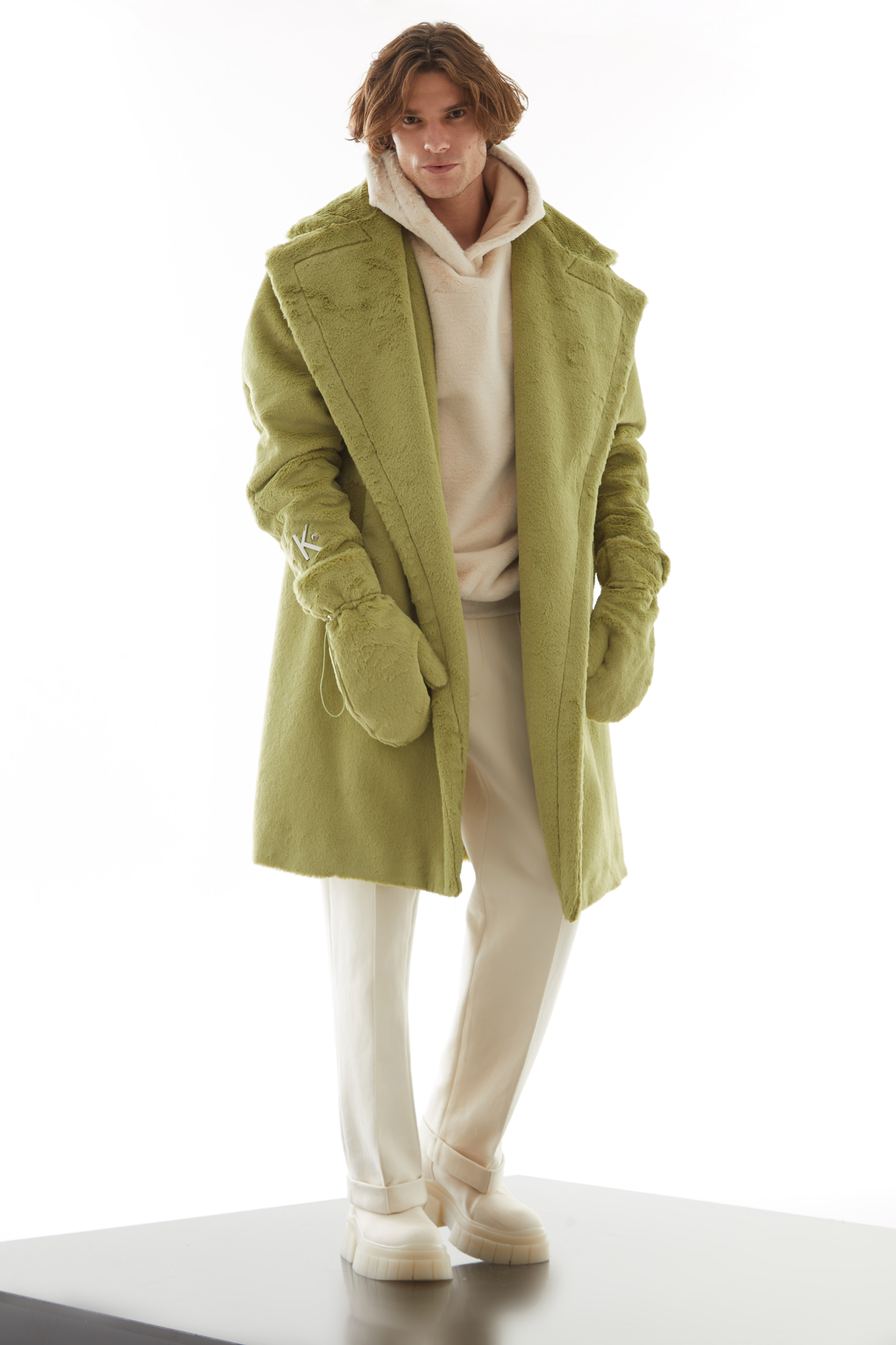 Green Faux Fur Glove Accessory