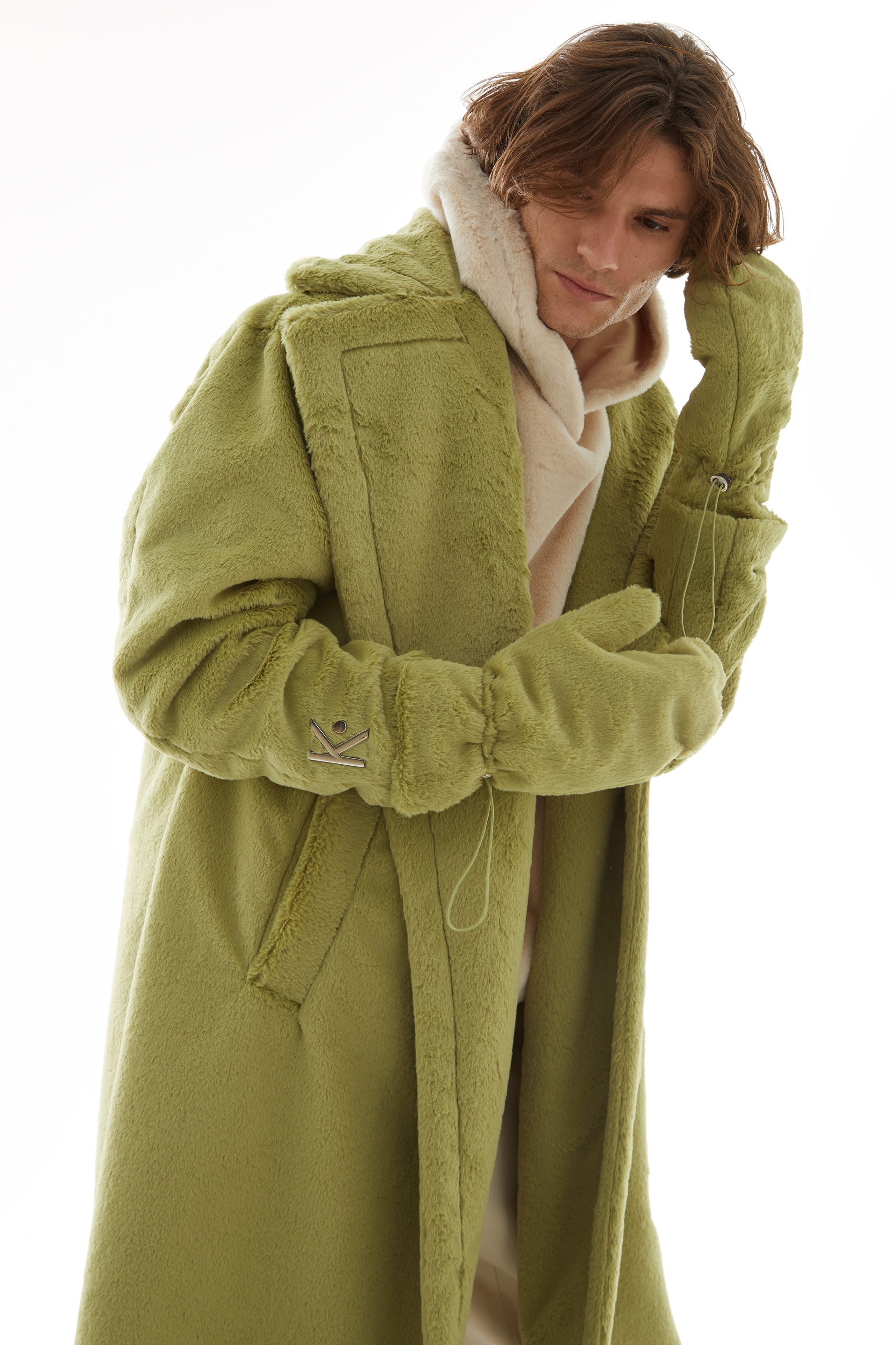 Green Faux Fur Glove Accessory