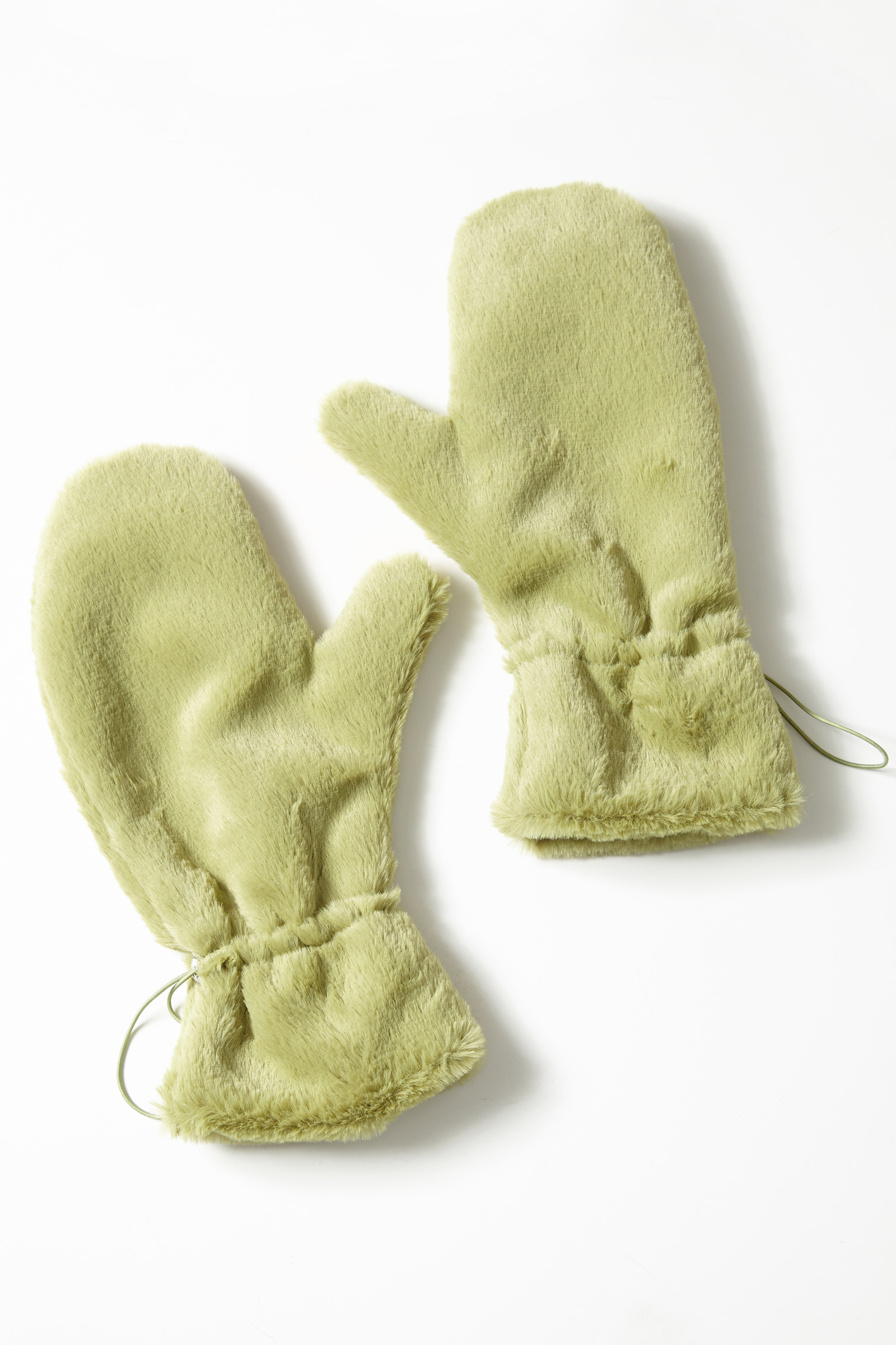 Green Faux Fur Glove Accessory