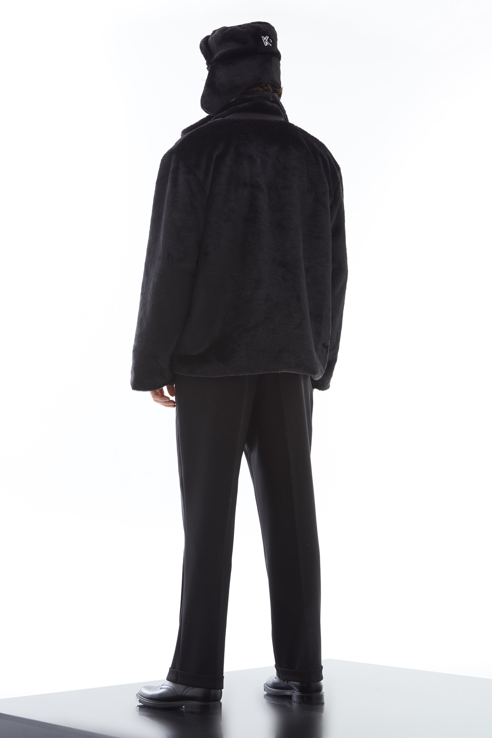 Black Faux Fur Long Sleeve Jacket
