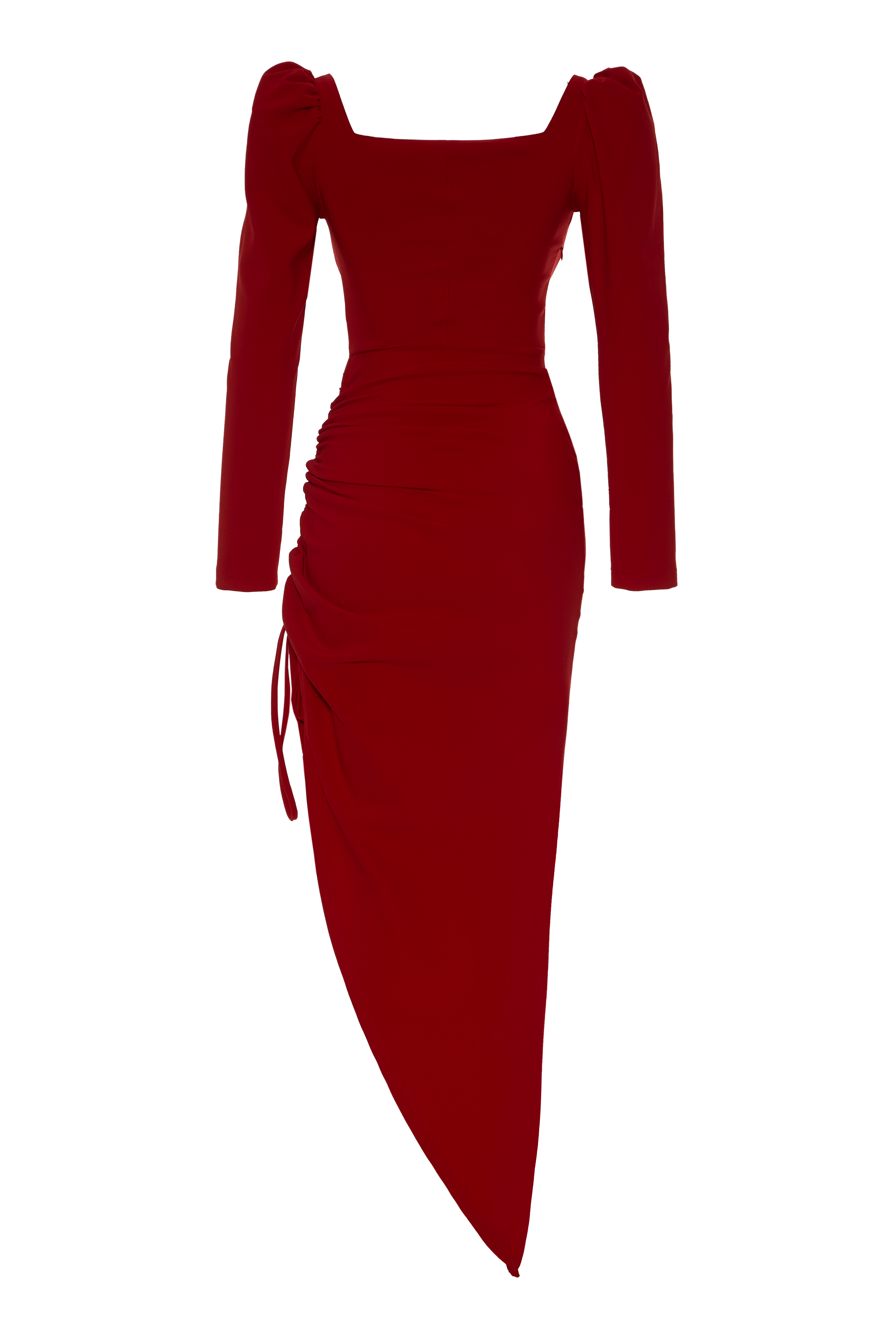 Maroon Crepe Long Sleeve Maxi Dress