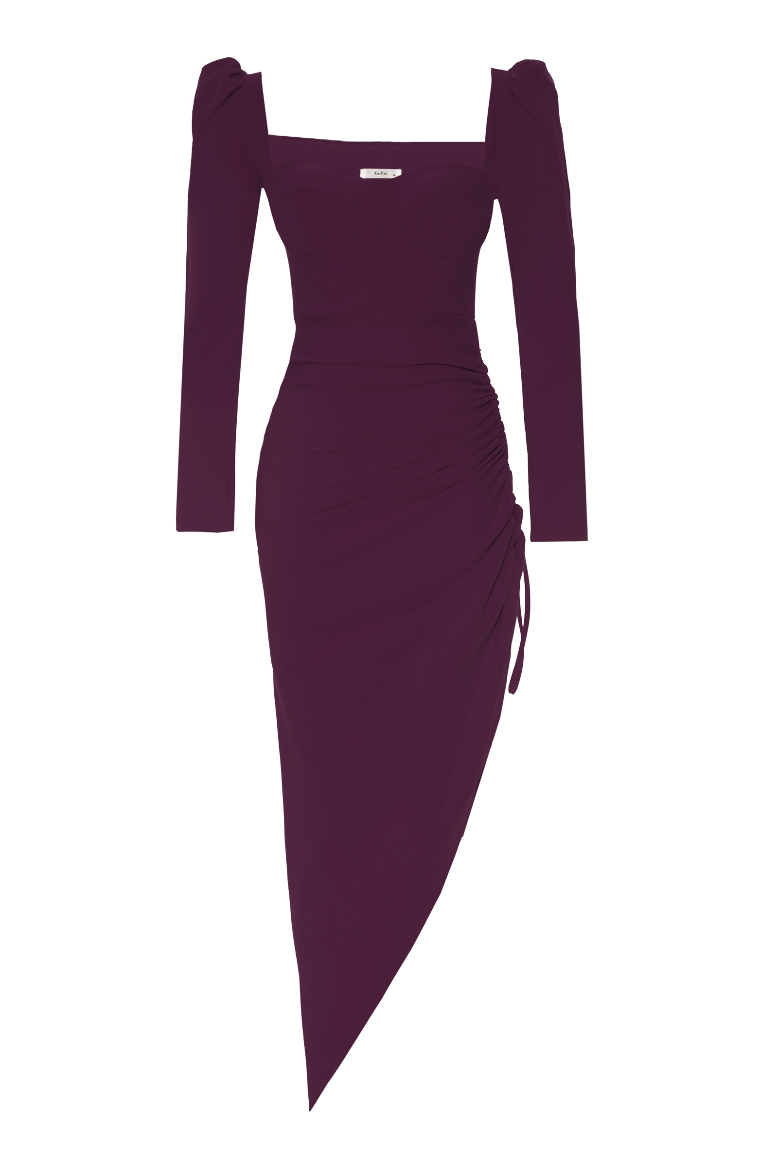 Purple Crepe Long Sleeve Maxi Dress