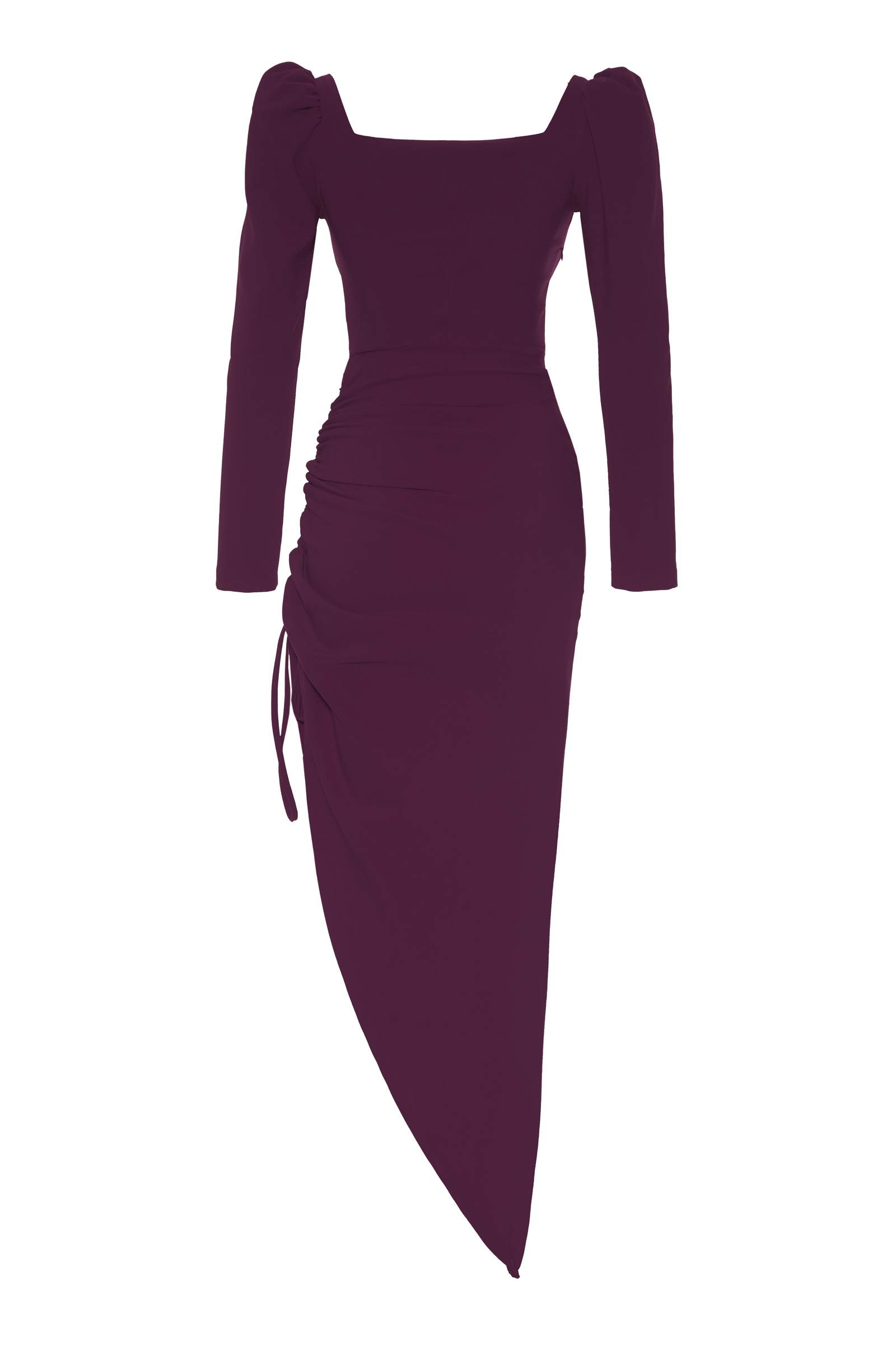 Purple Crepe Long Sleeve Maxi Dress