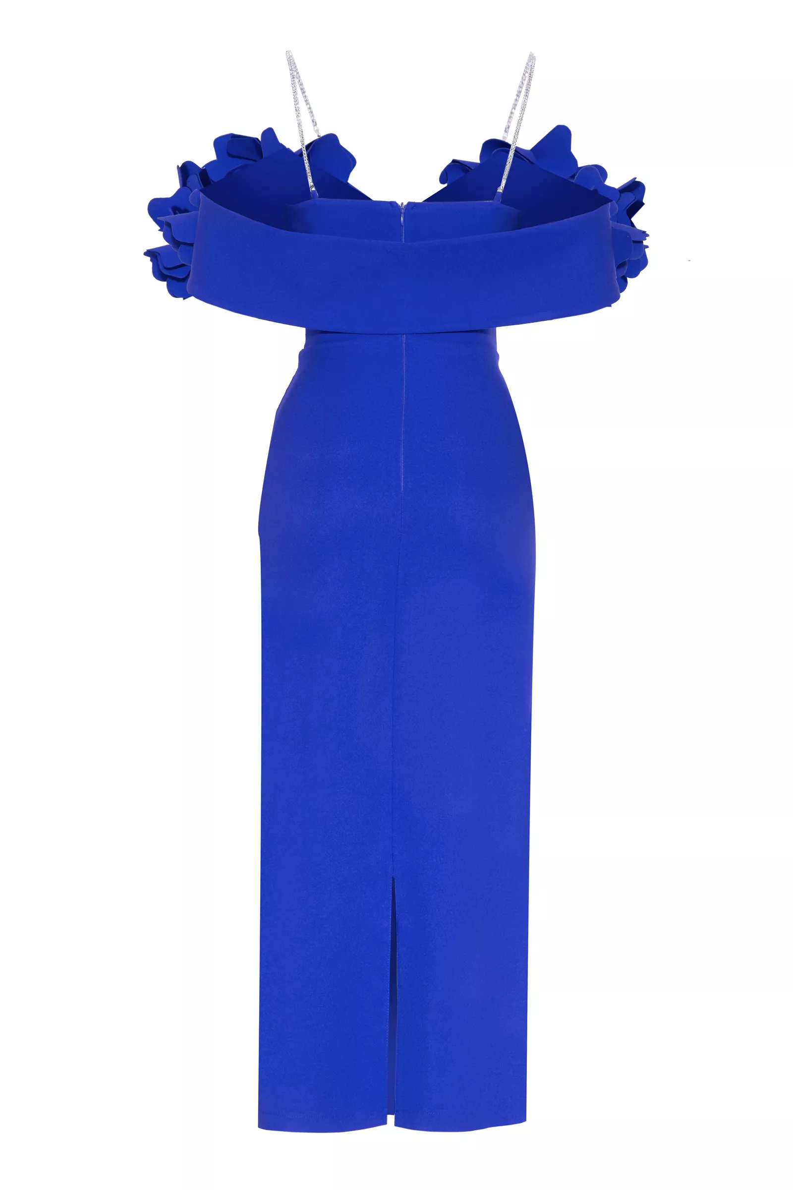 Blue Crepe Sleeveless Maxi Dress