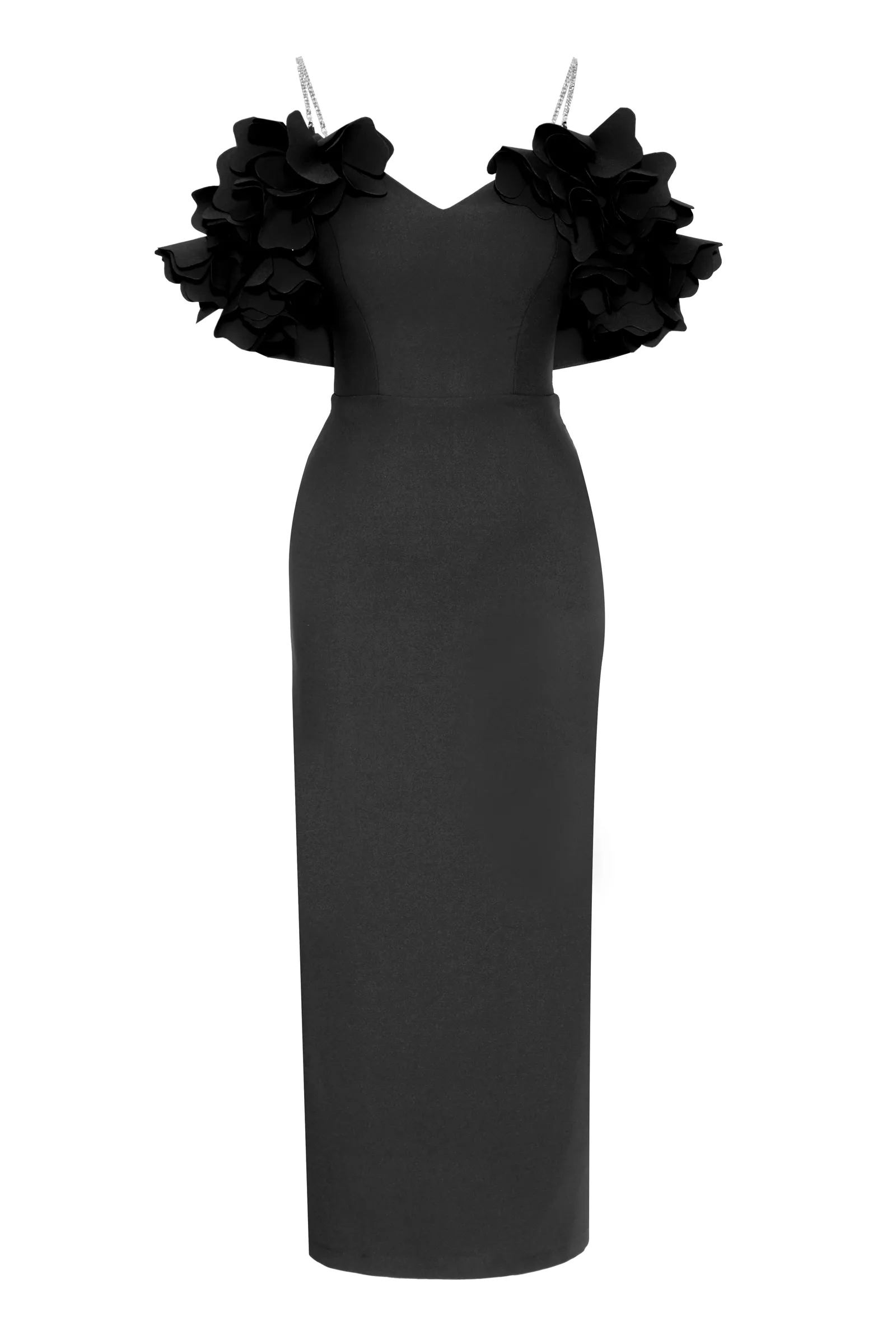 Black Crepe Sleeveless Maxi Dress