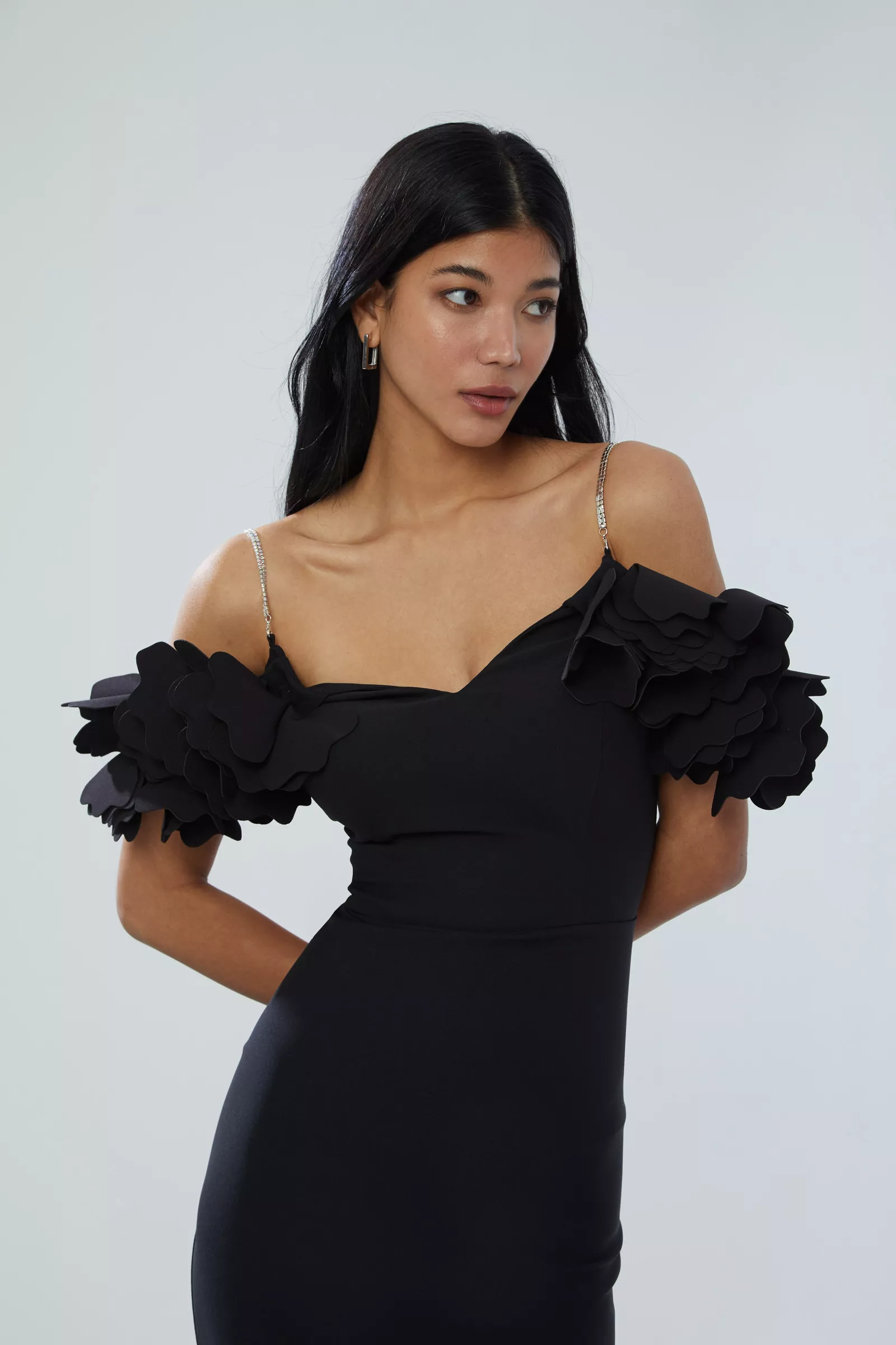 Black Crepe Sleeveless Maxi Dress