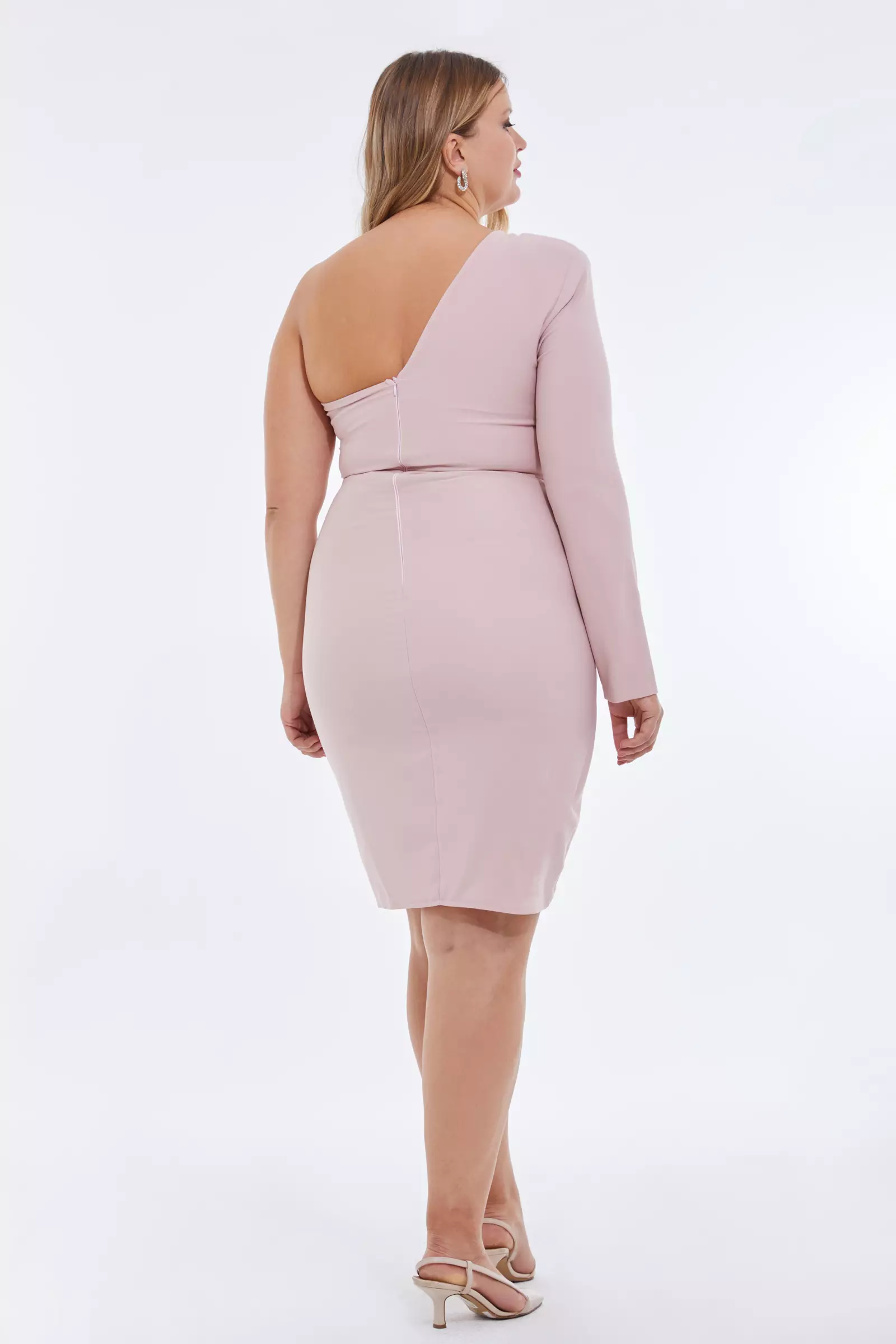 Blush Plus Size Crepe One Arm Mini Dress