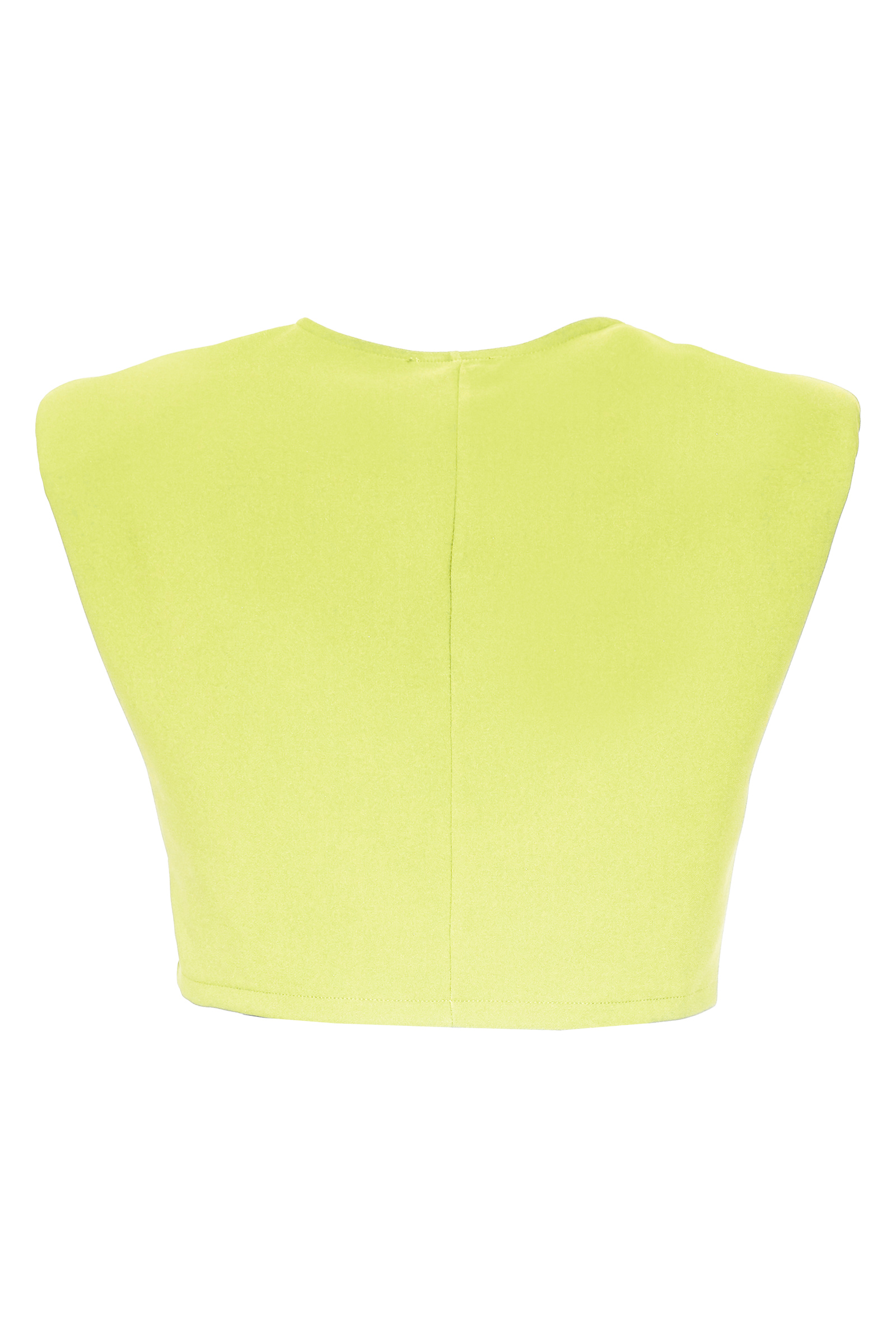 Pistachio Green Crepe Sleeveless Crop Top