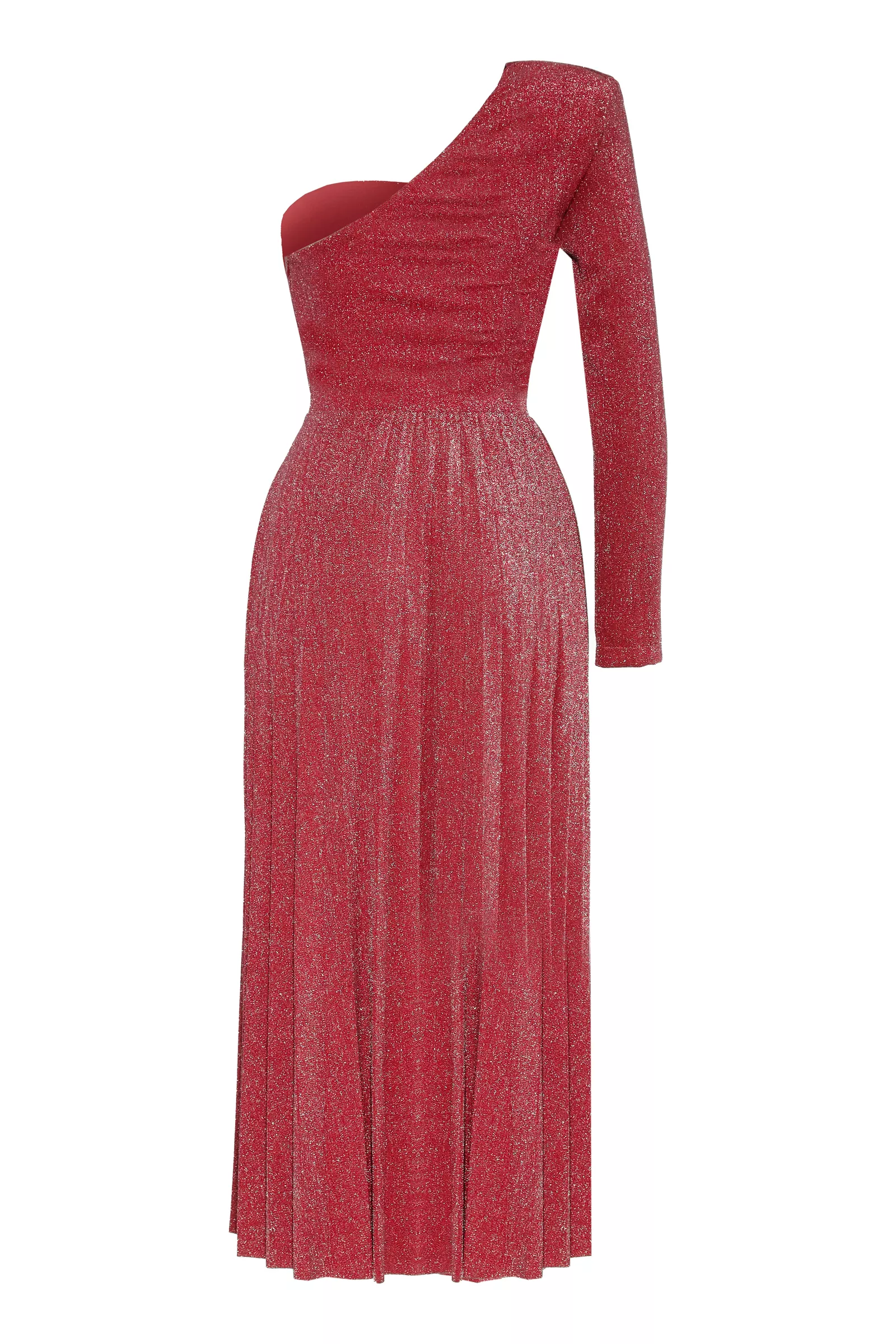 Red Sparky One Arm Maxi Dress