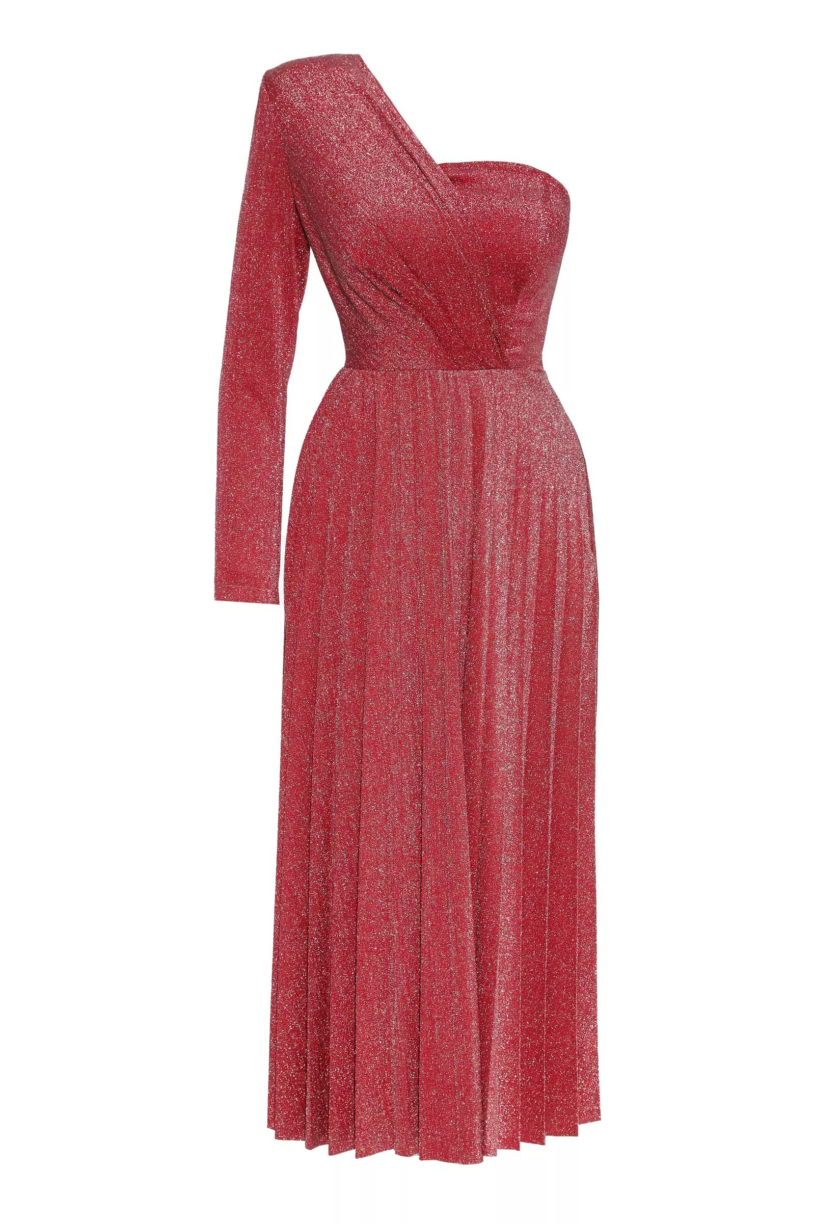 Red Sparky One Arm Maxi Dress