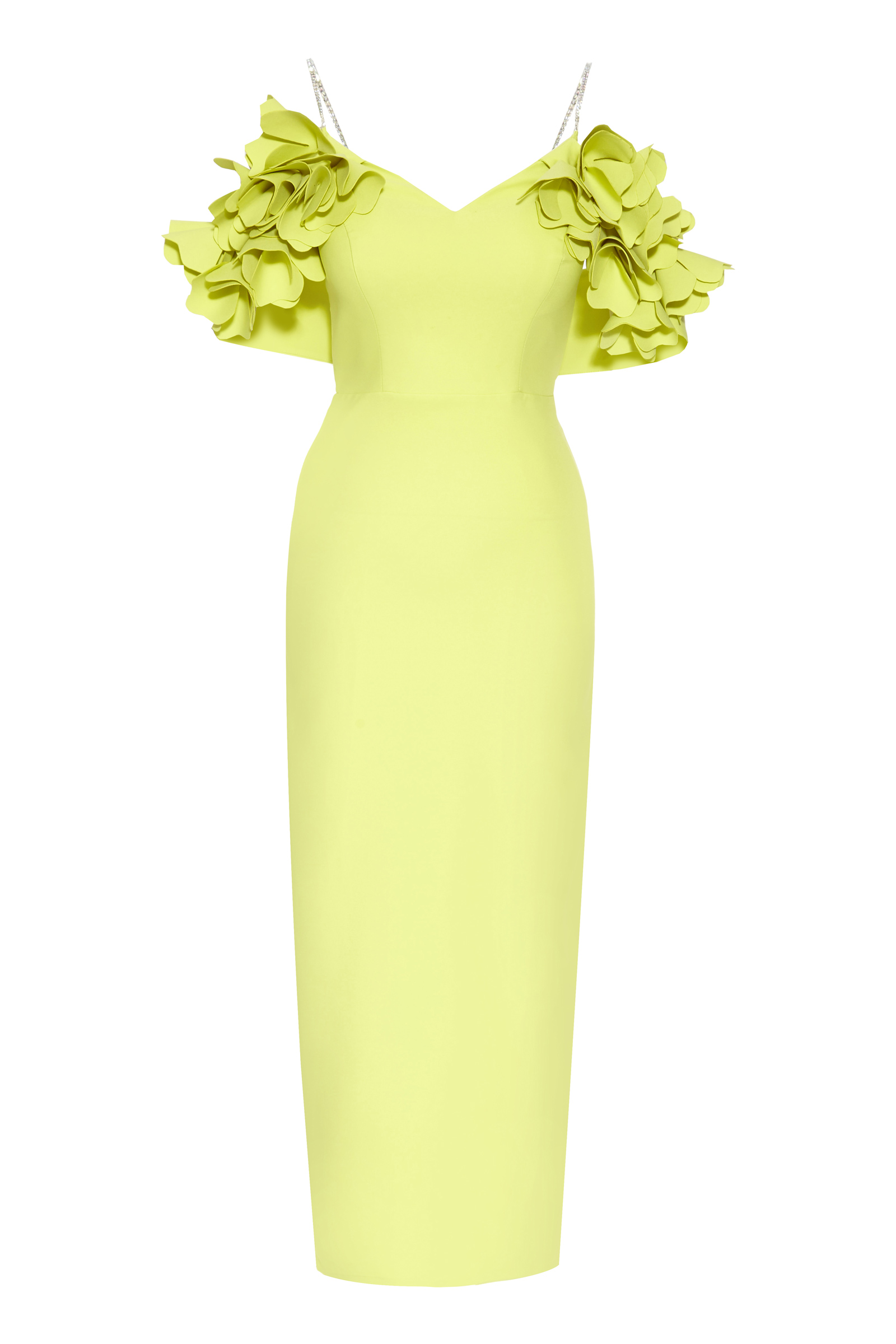 Peanut Green Crepe Sleeveless Maxi Dress