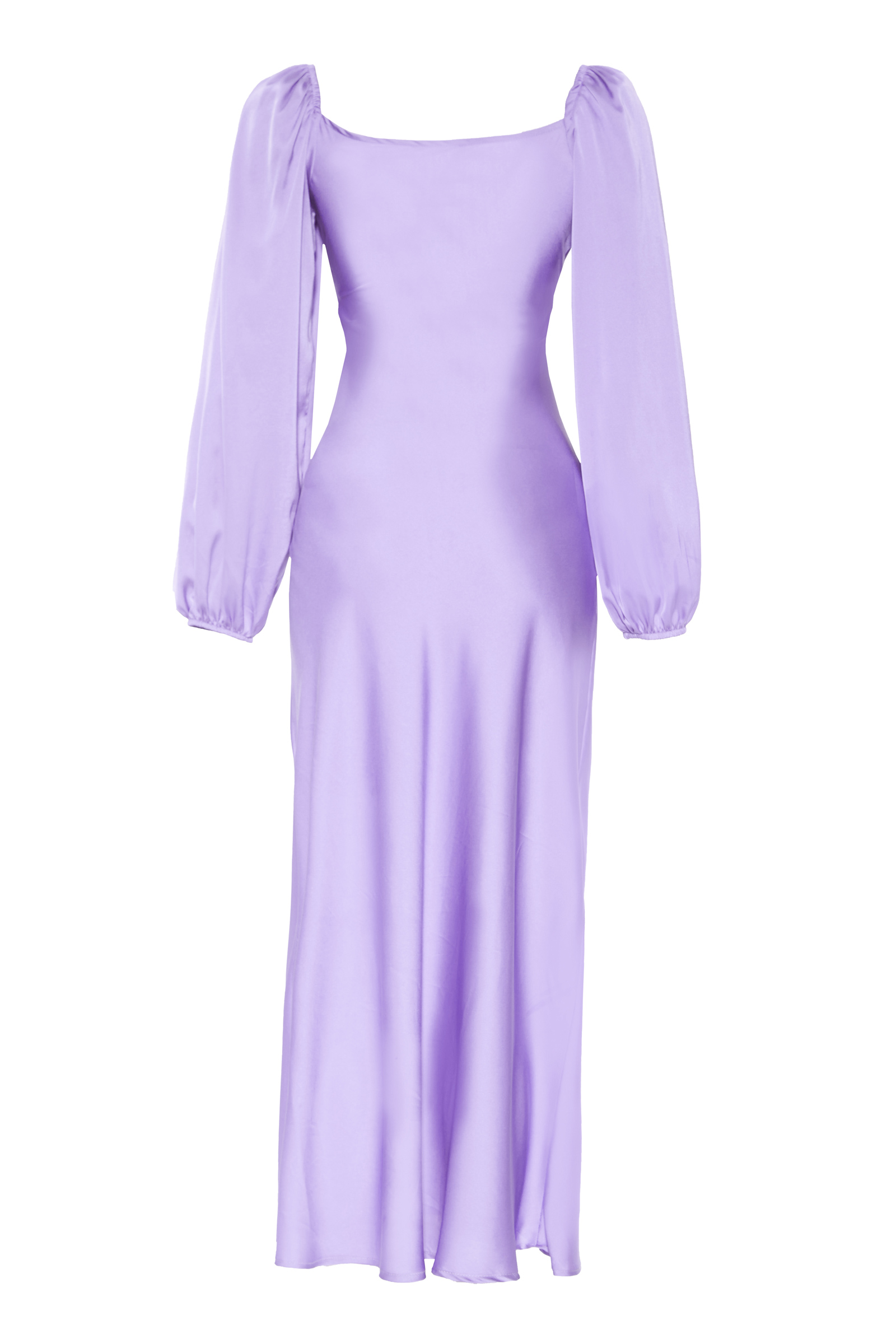 Lilac Satin Long Sleeve Maxi Dress