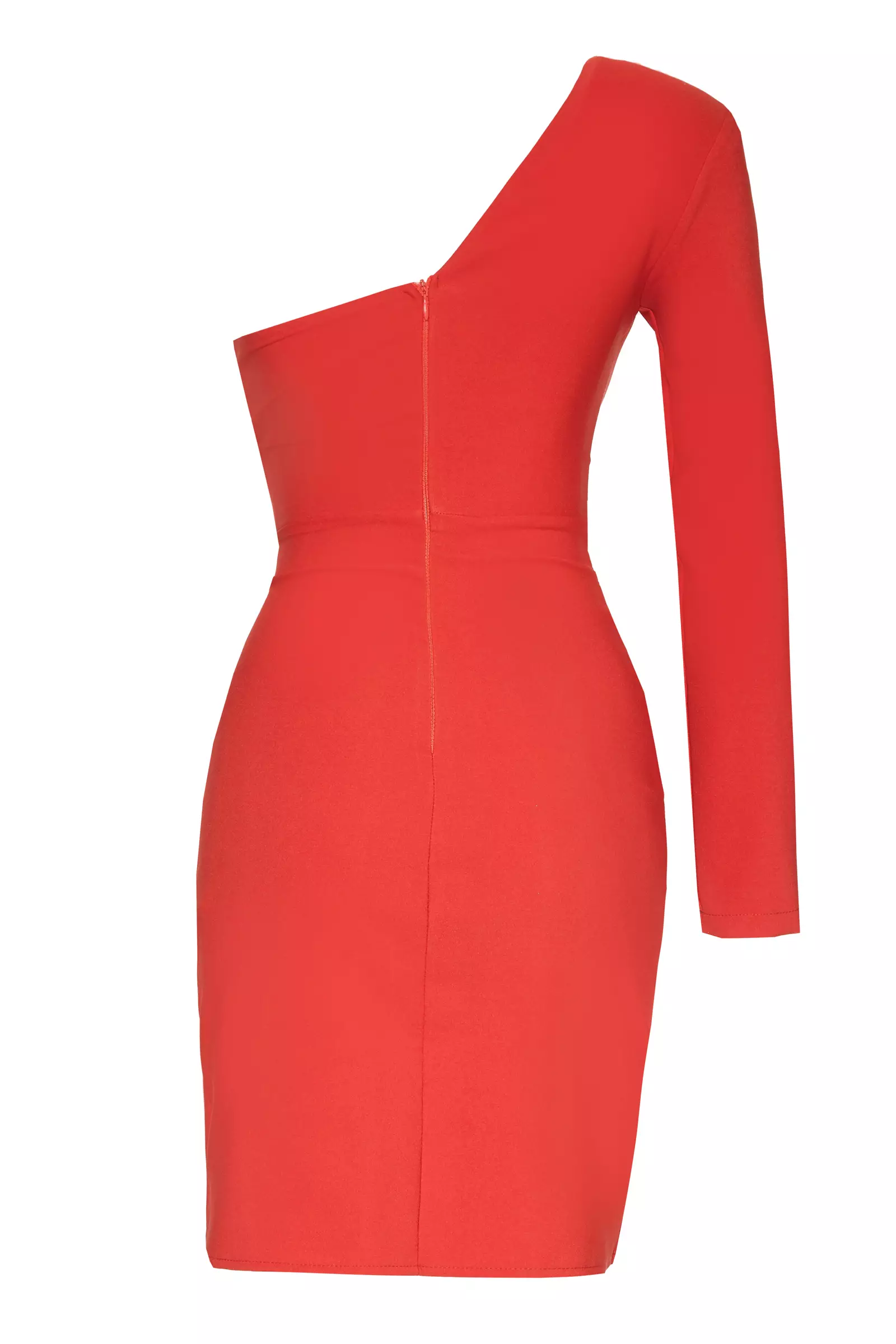Coral Plus Size Crepe One Arm Mini Dress