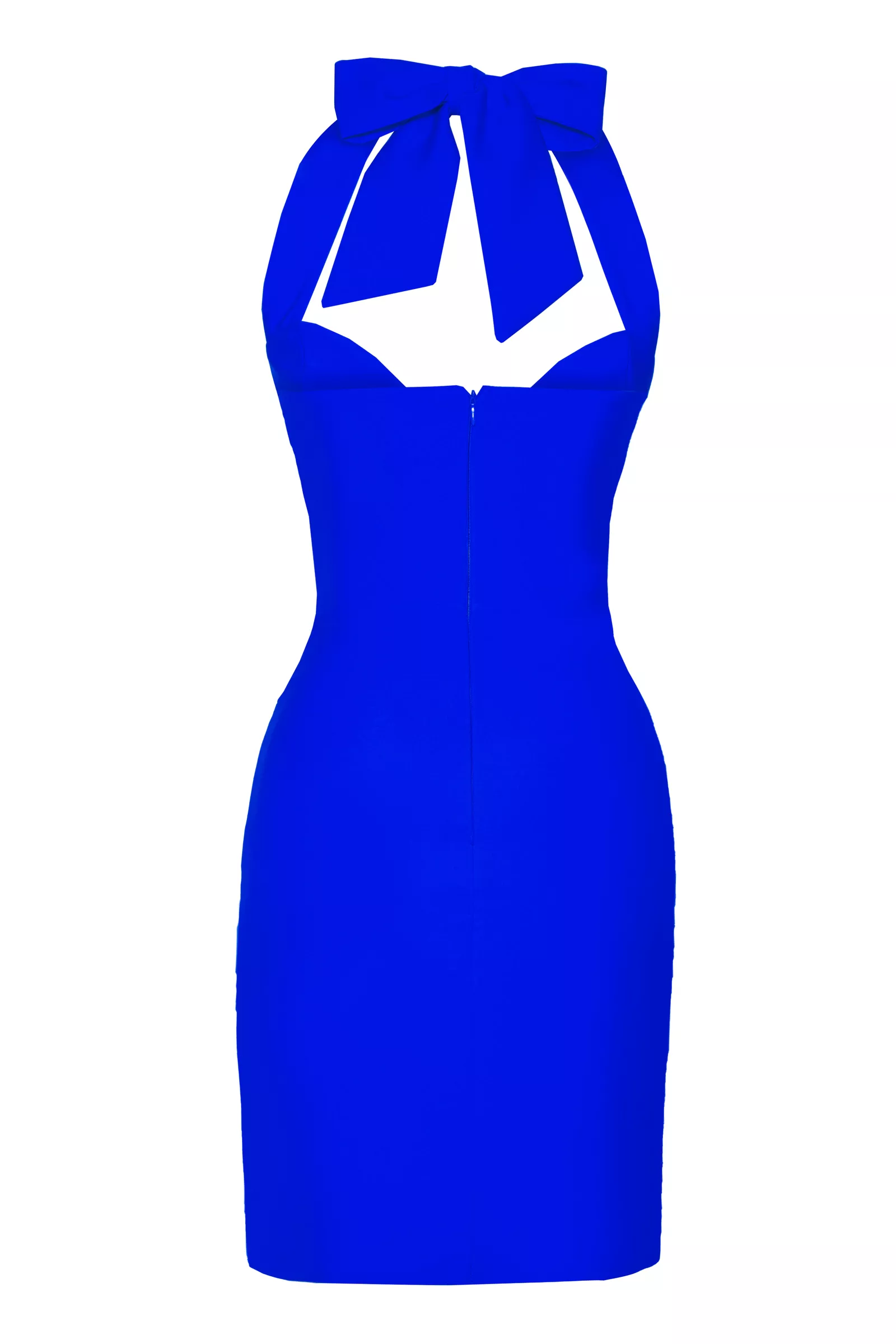 Blue Crepe Sleeveless Mini Dress