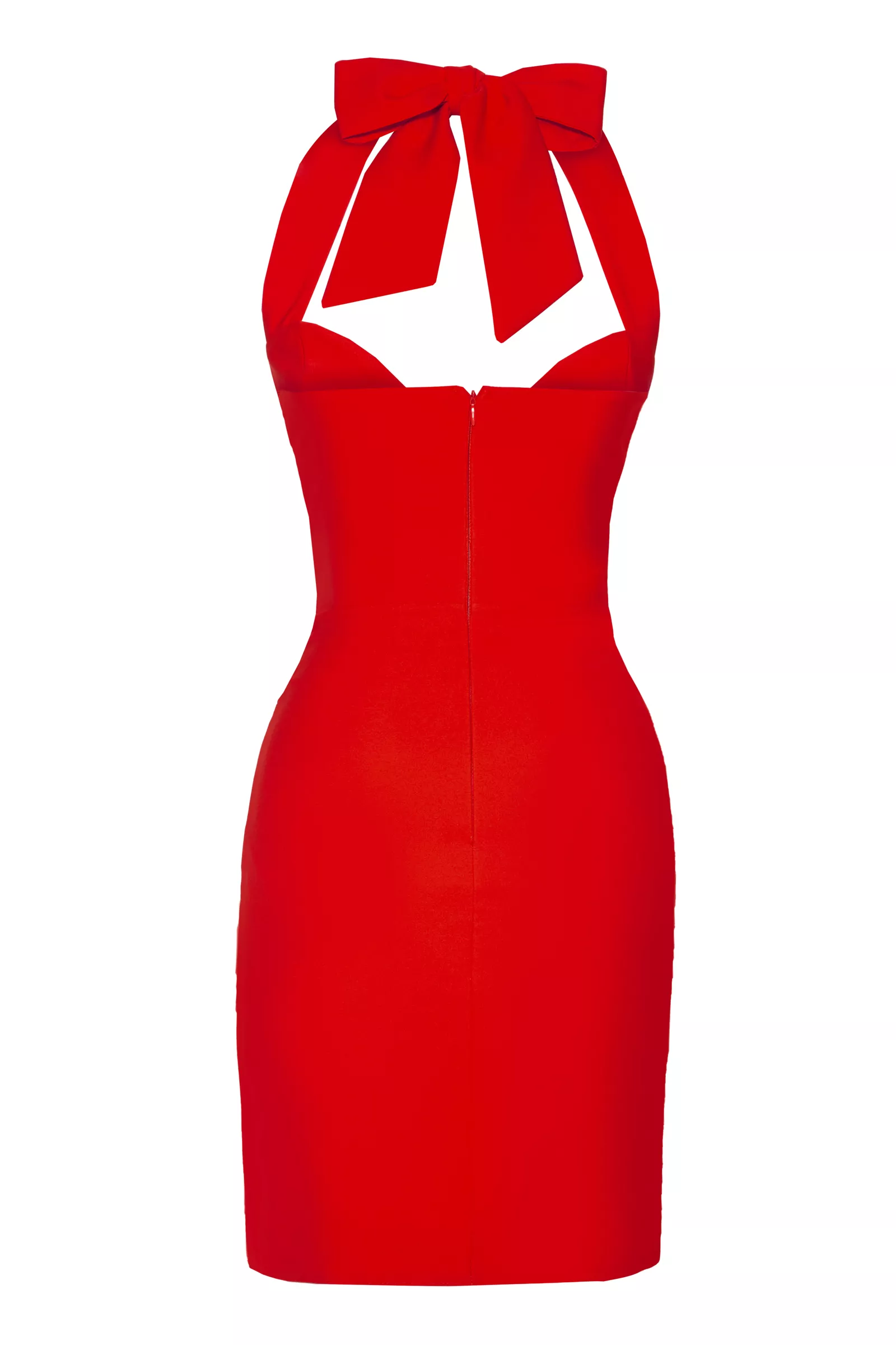 Red Crepe Sleeveless Mini Dress