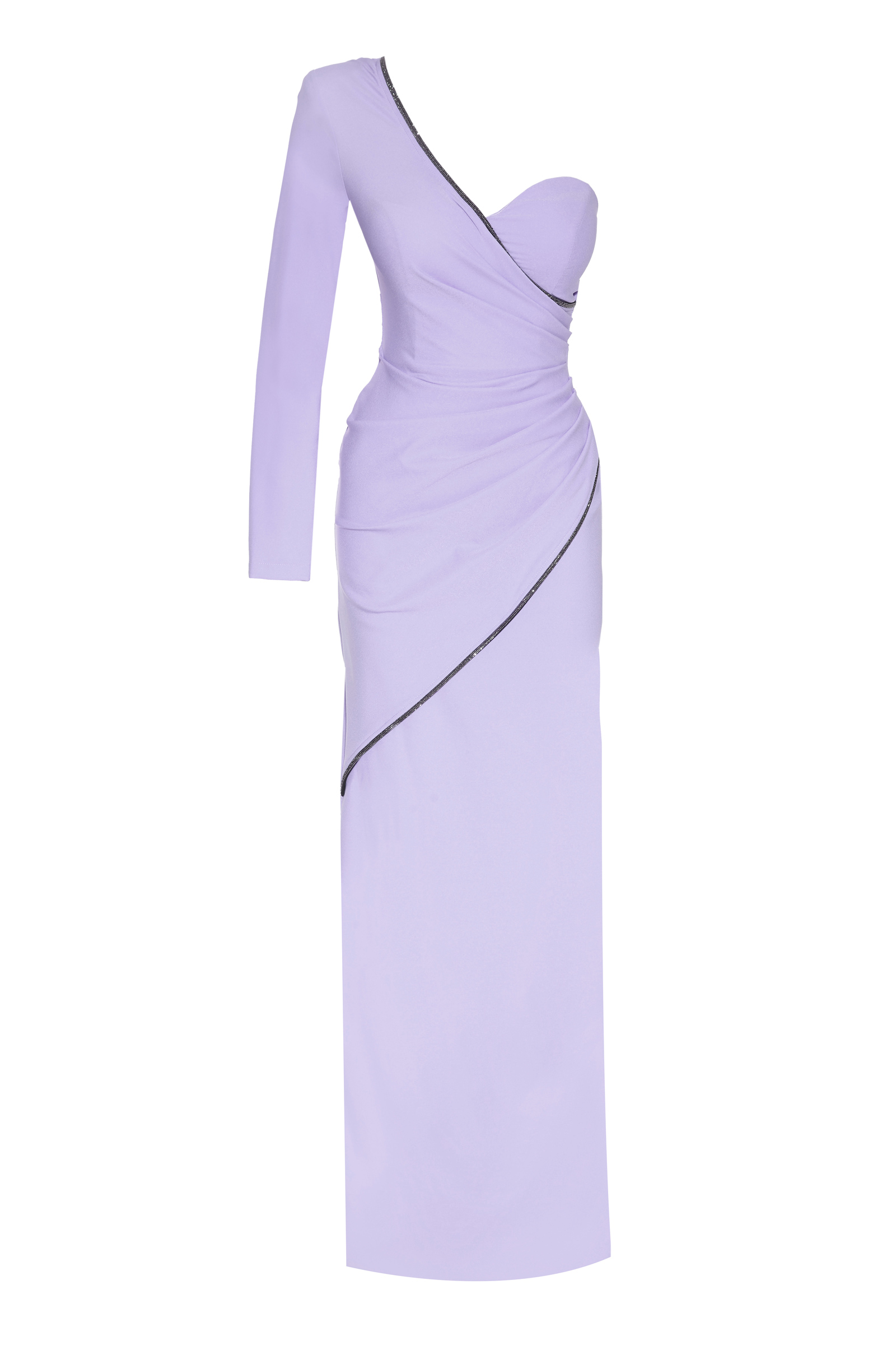 Lilac Crepe One Arm Maxi Dress