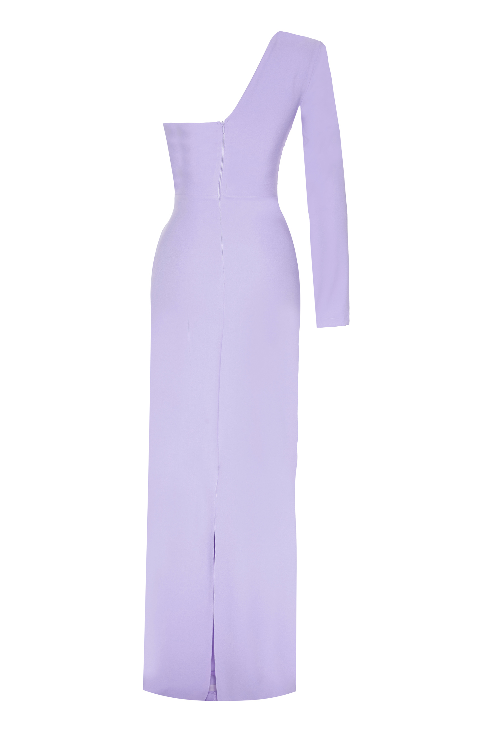 Lilac Crepe One Arm Maxi Dress