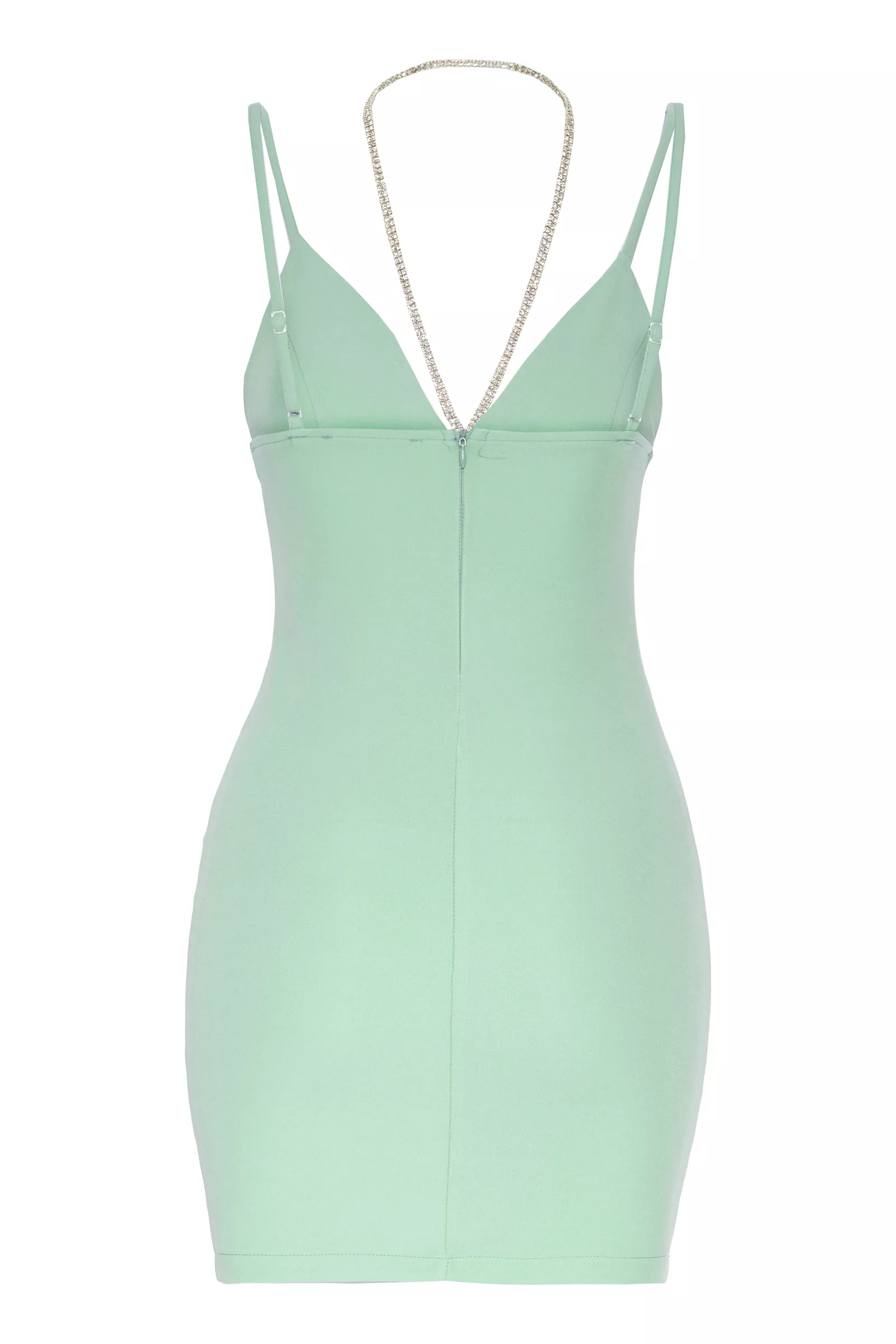 Mint Green Crepe Sleeveless Mini Dress