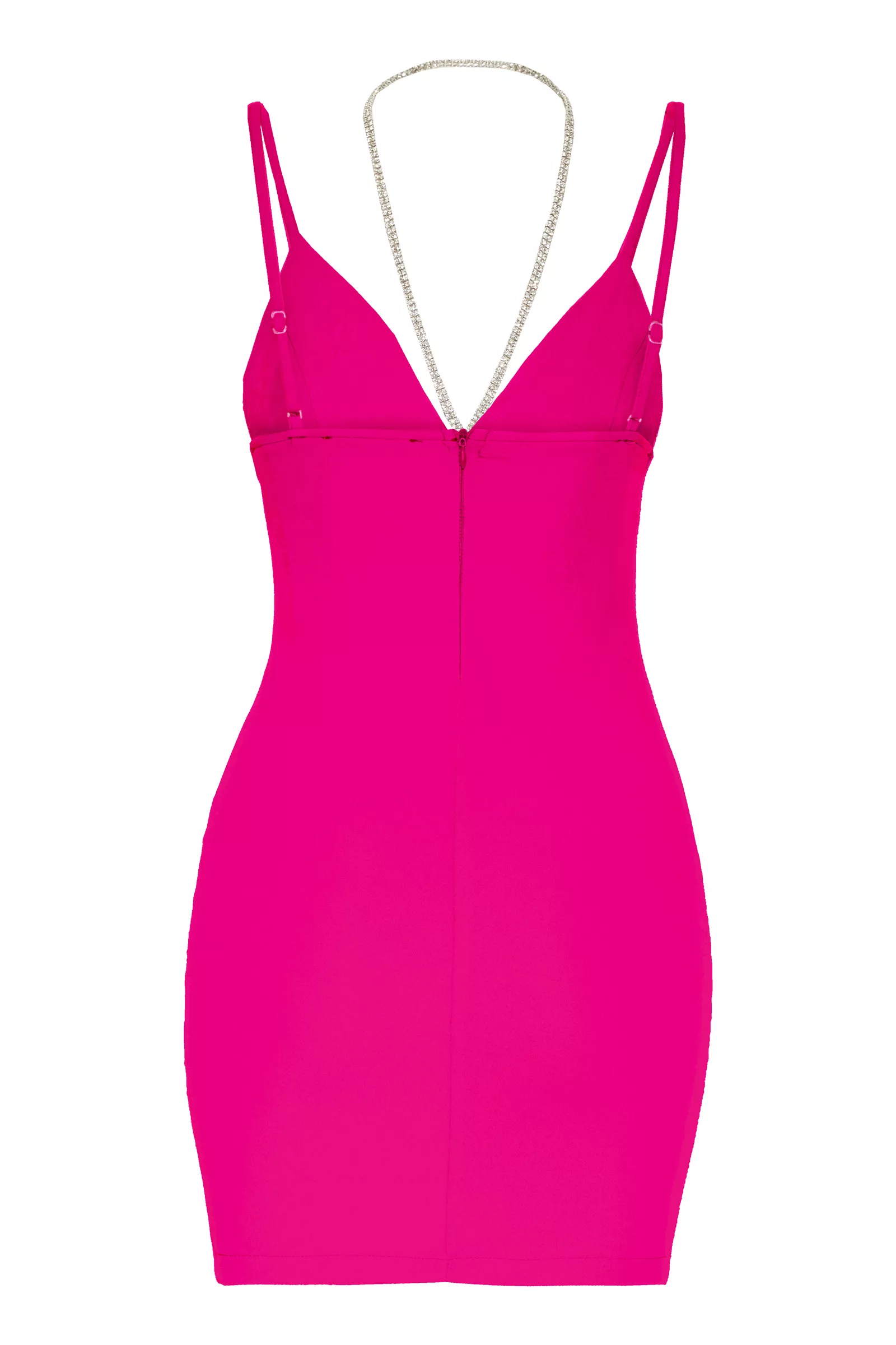 Fuchsia Crepe Sleeveless Mini Dress