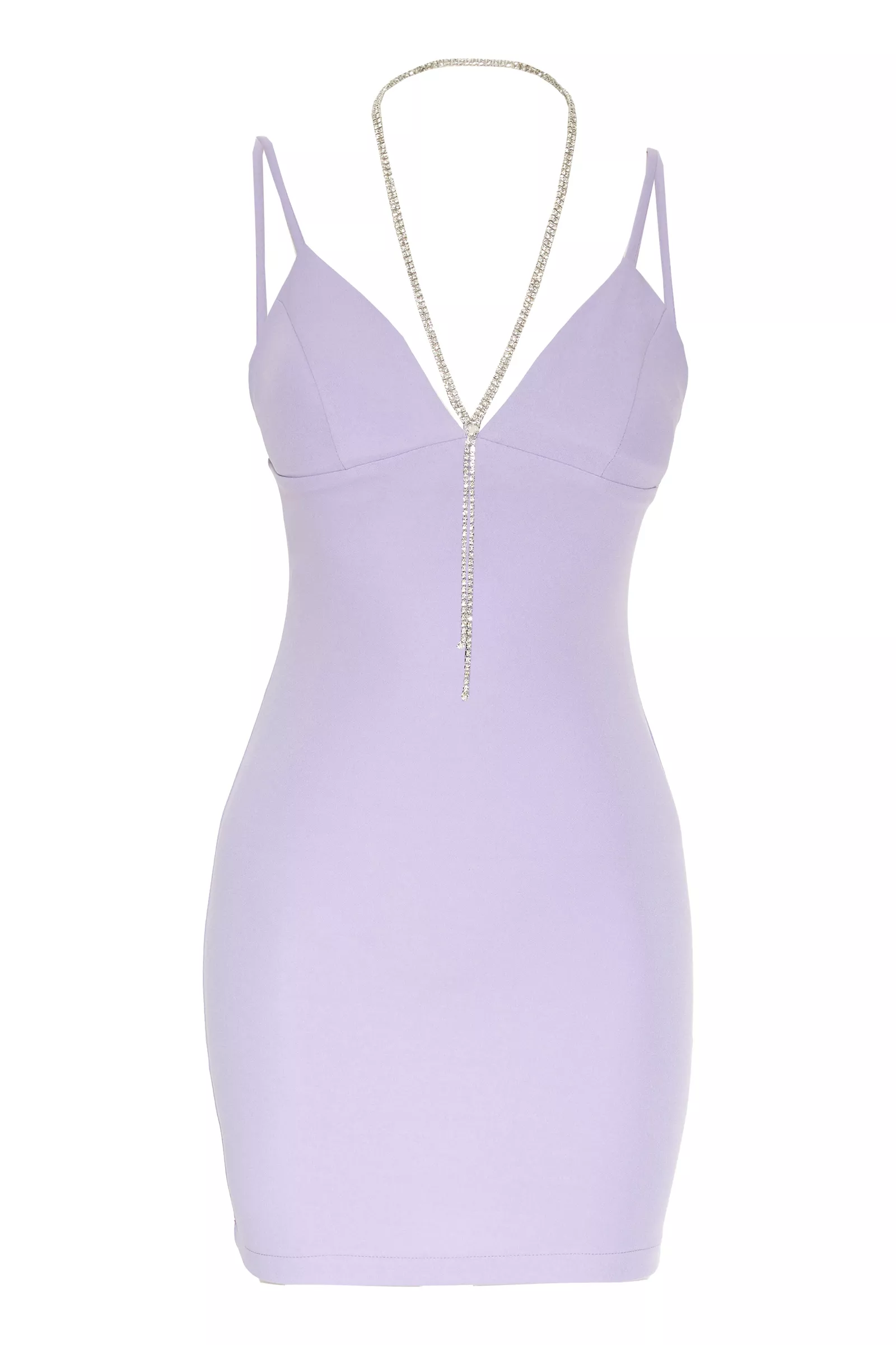 Lilac Crepe Sleeveless Mini Dress