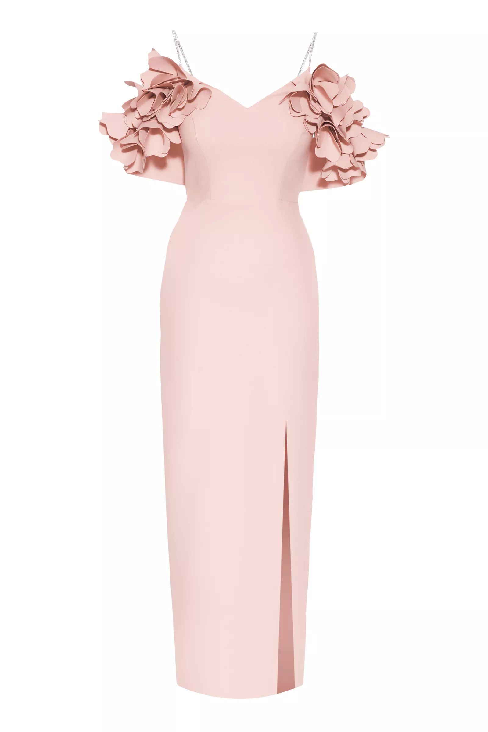 Blush Crepe Sleeveless Long Dress
