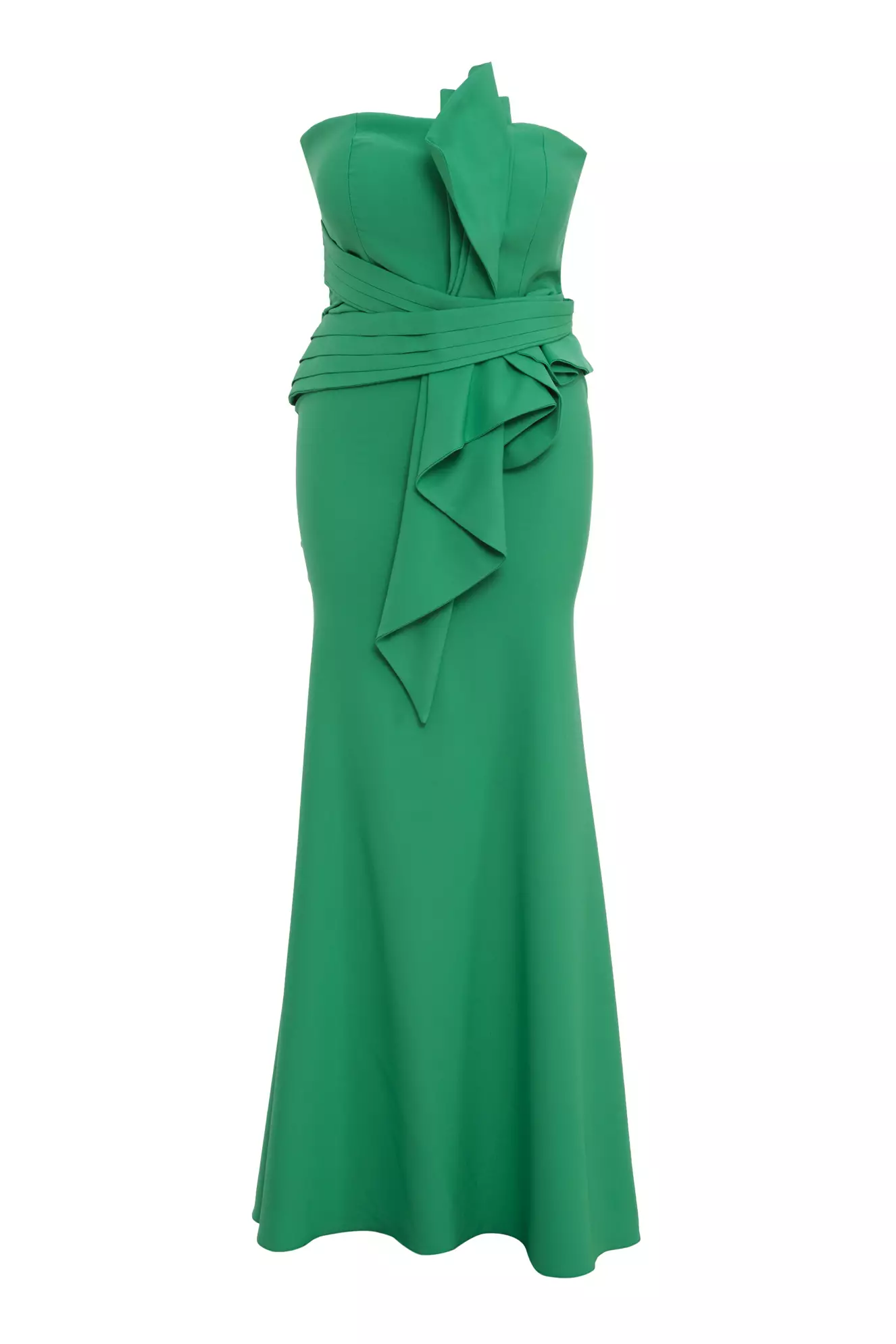 Green Plus Size Crepe Strapless Maxi Dress