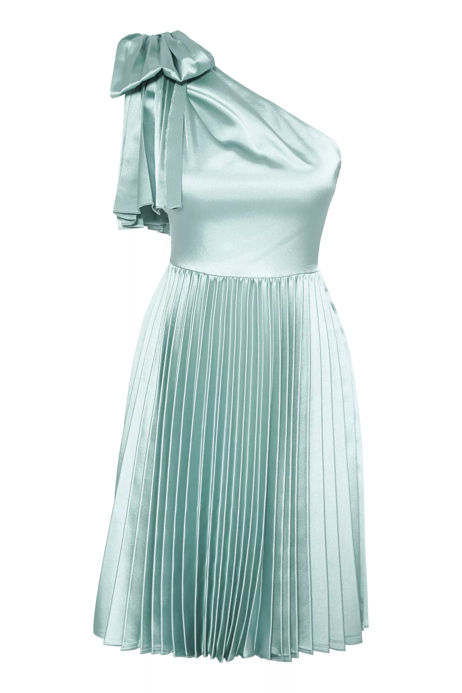 Mint Green Satin One Arm Mini Dress