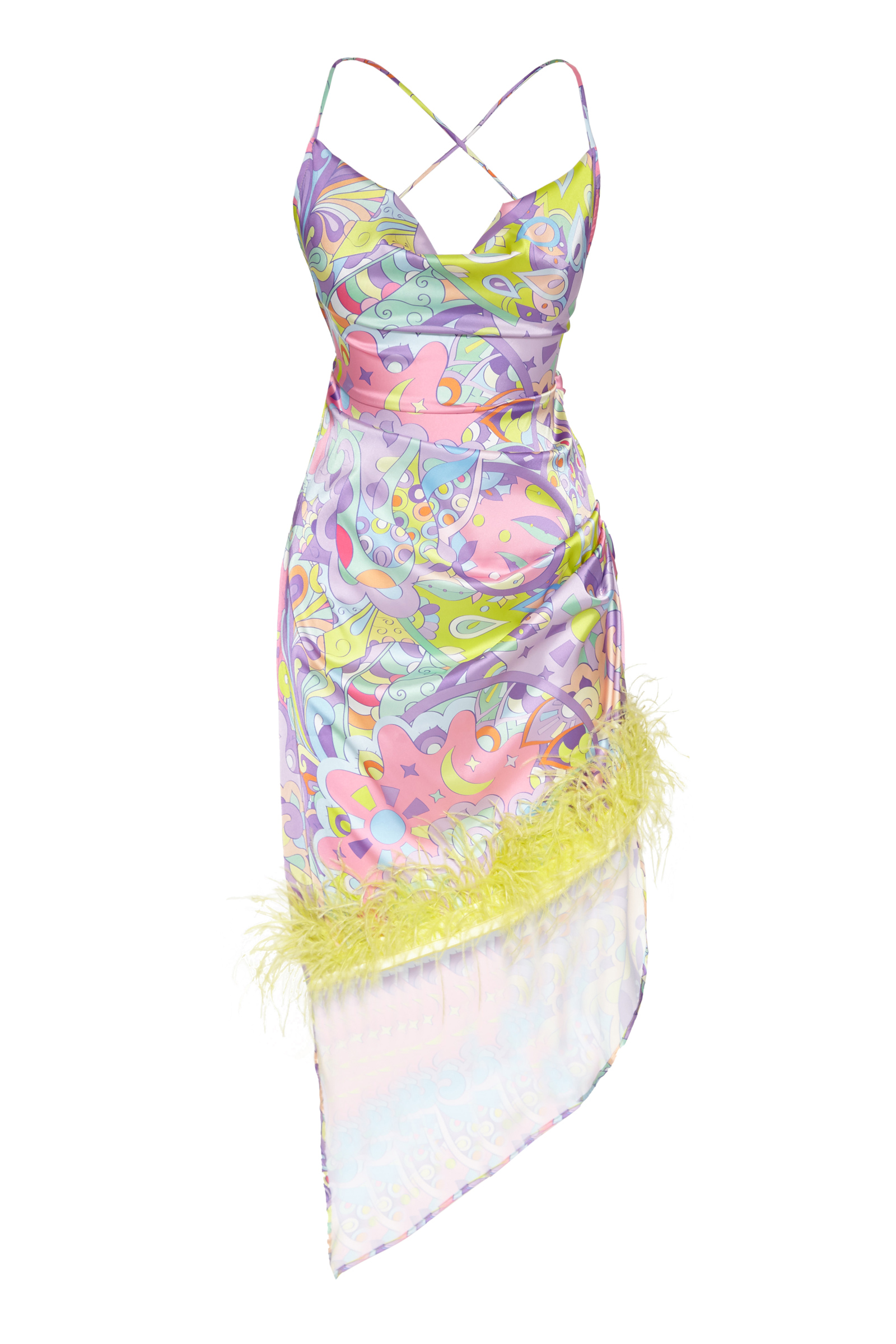 Printed Satin Sleeveless Mini Dress
