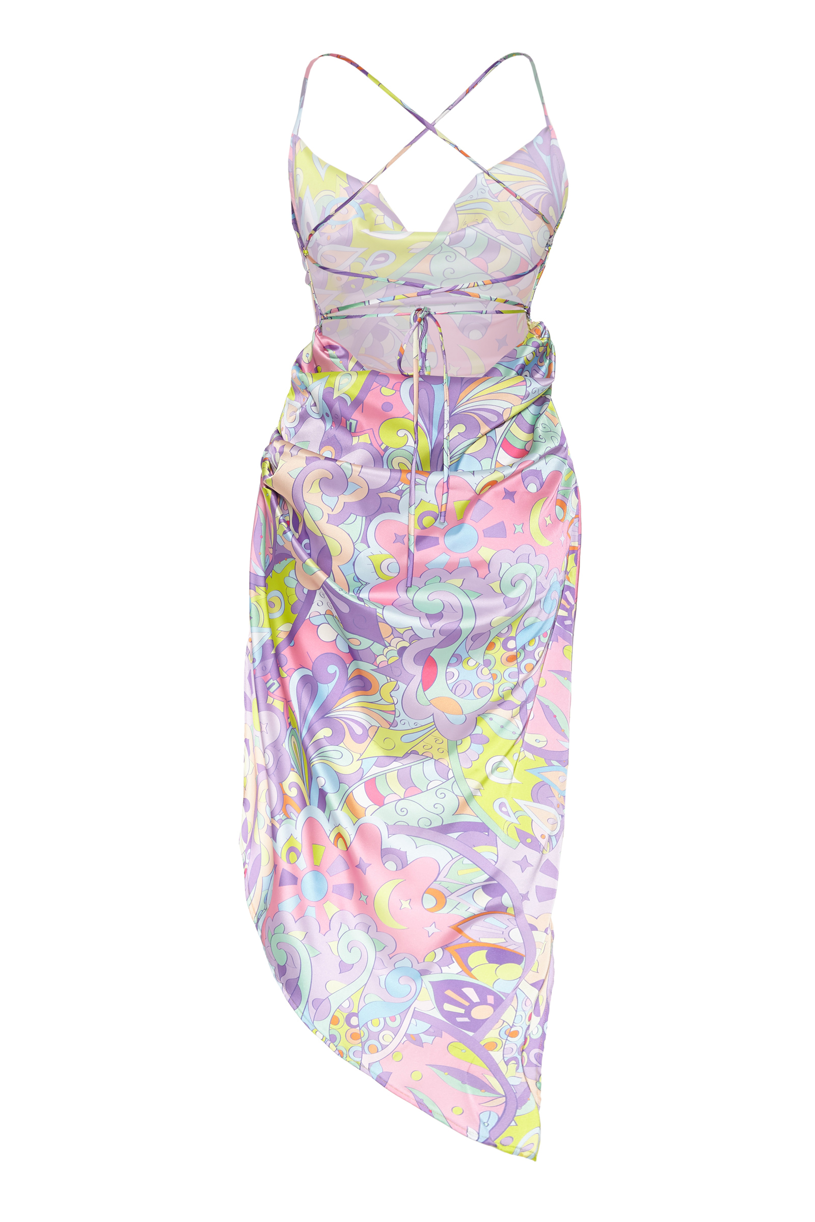 Printed Satin Sleeveless Mini Dress