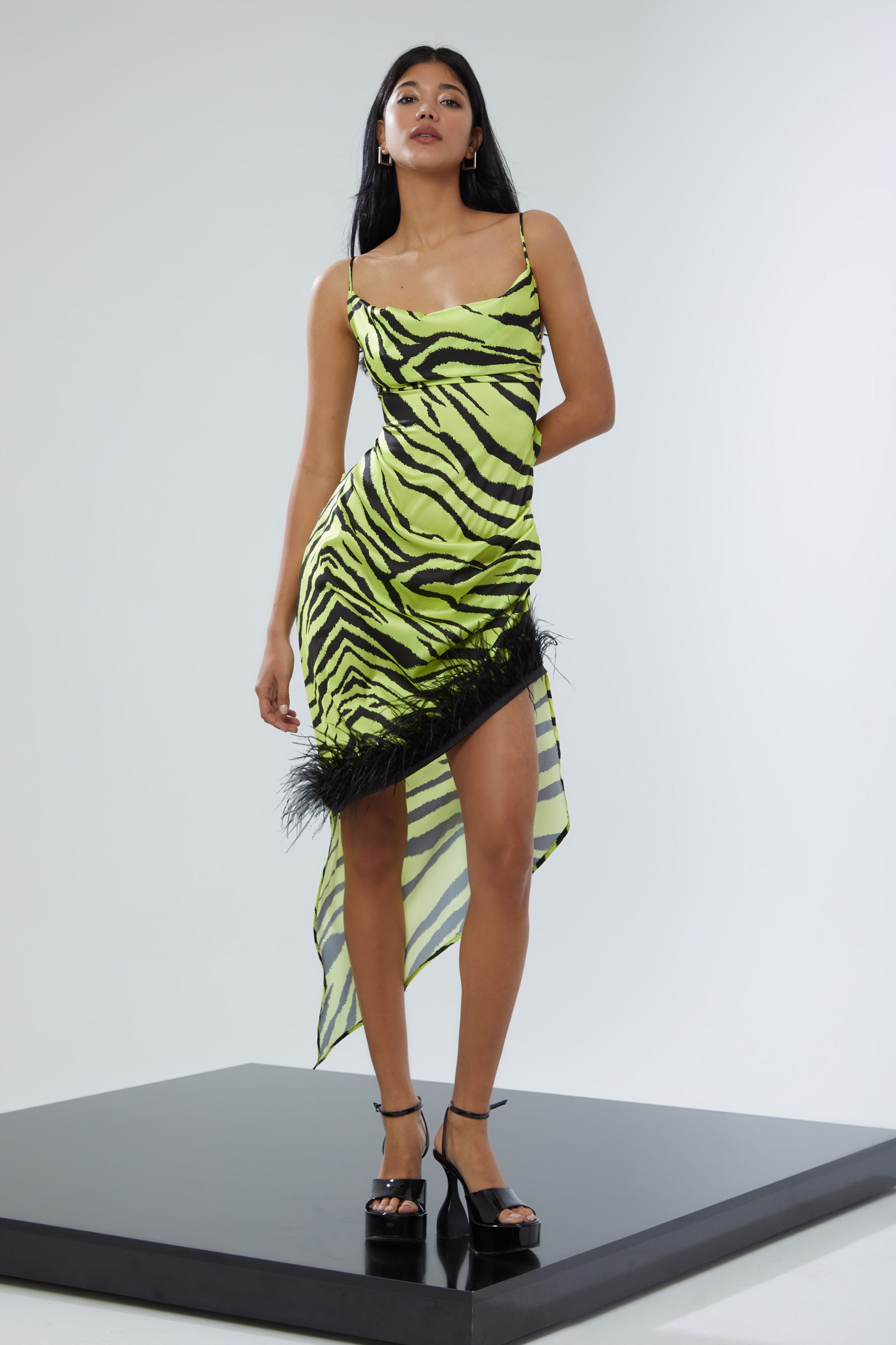 Printed Satin Sleeveless Mini Dress