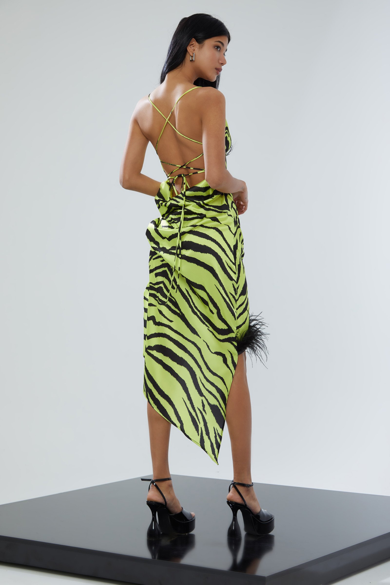 Printed Satin Sleeveless Mini Dress