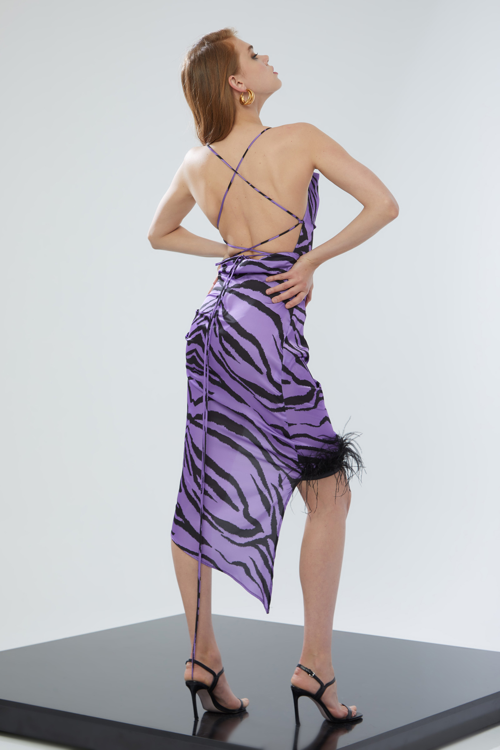 Printed Satin Sleeveless Mini Dress