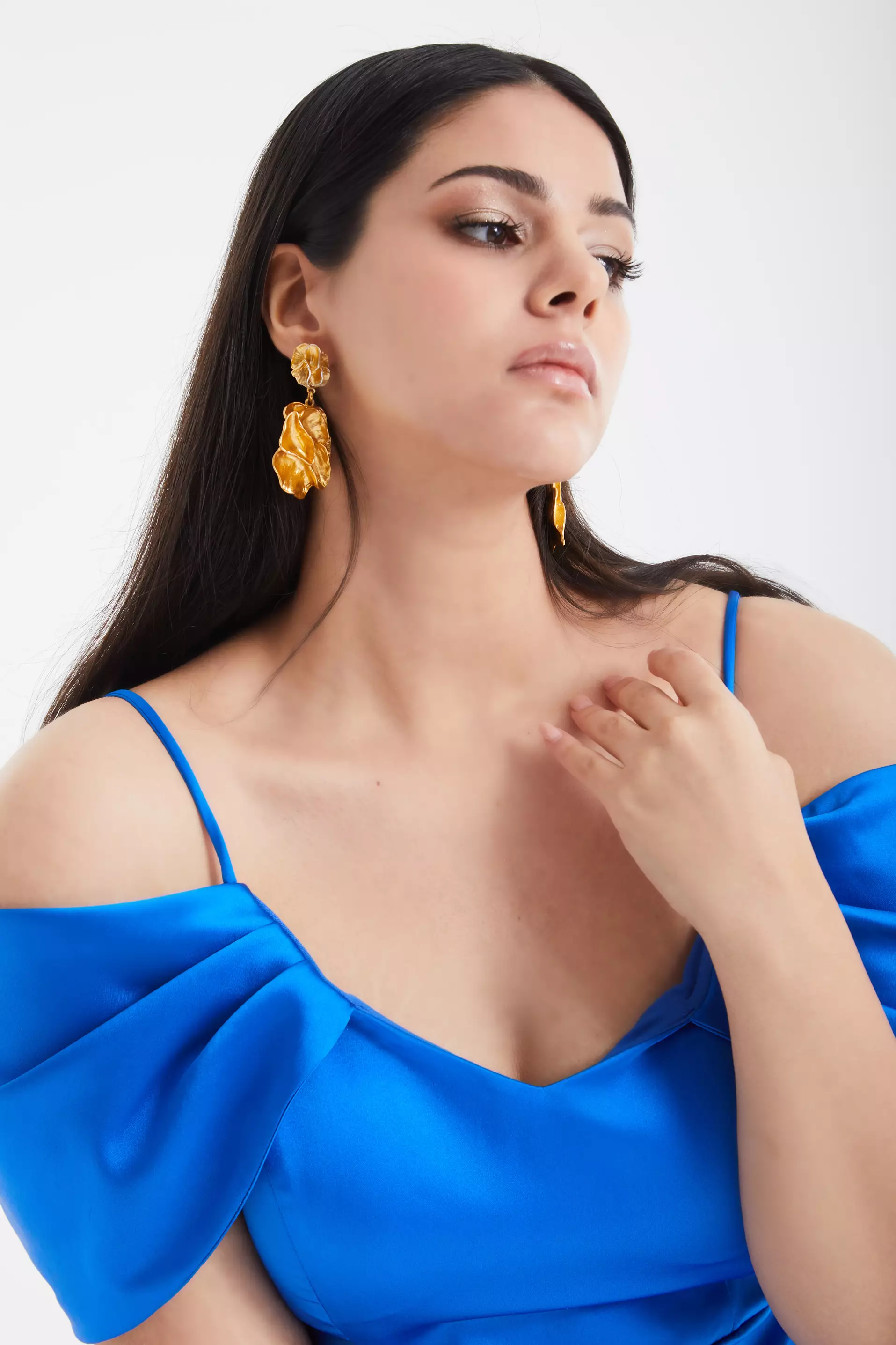 Blue Plus Size Satin Short Sleeve Mini Dress