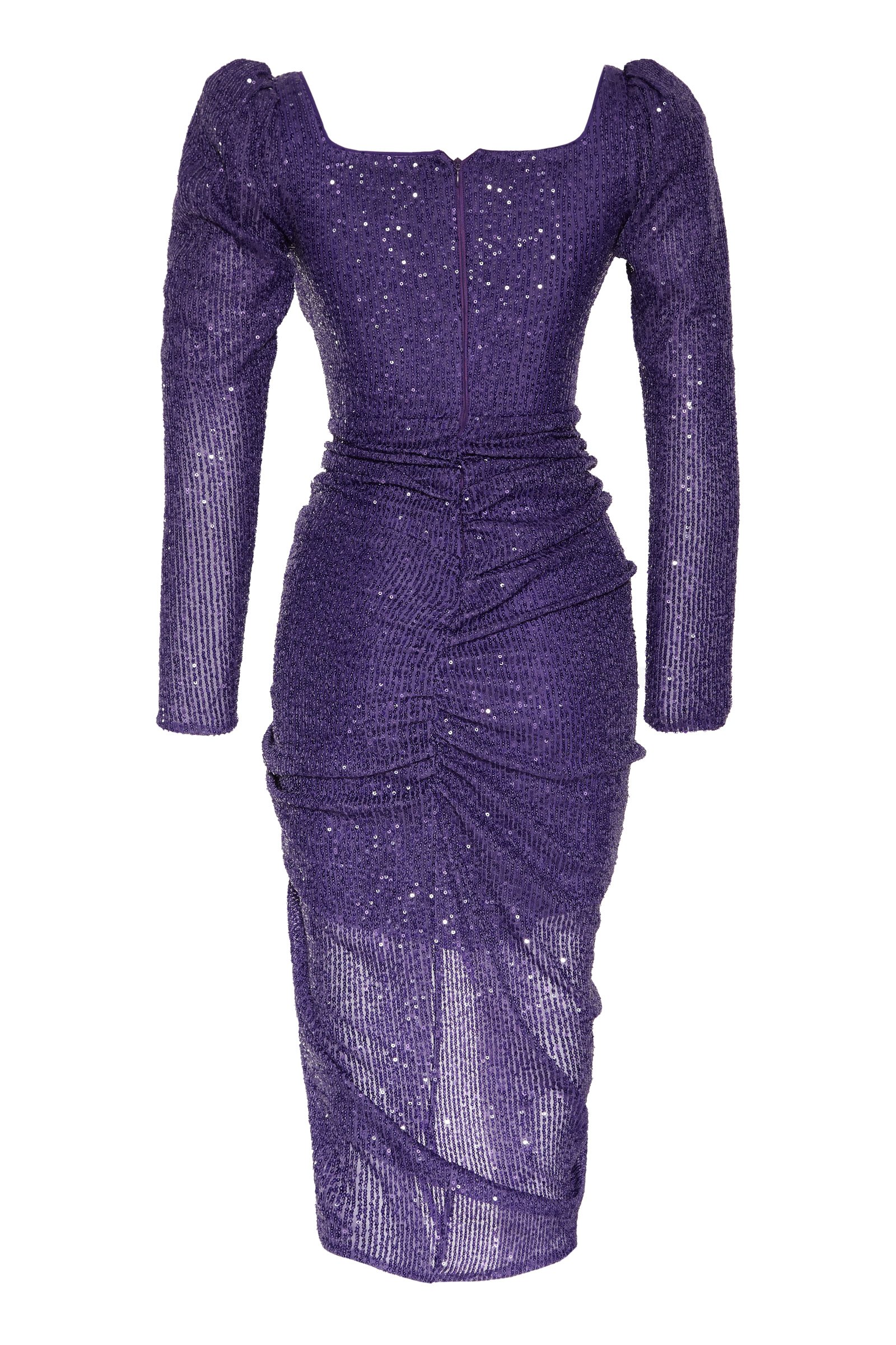 Purple Sequin Long Sleeve Maxi Dress