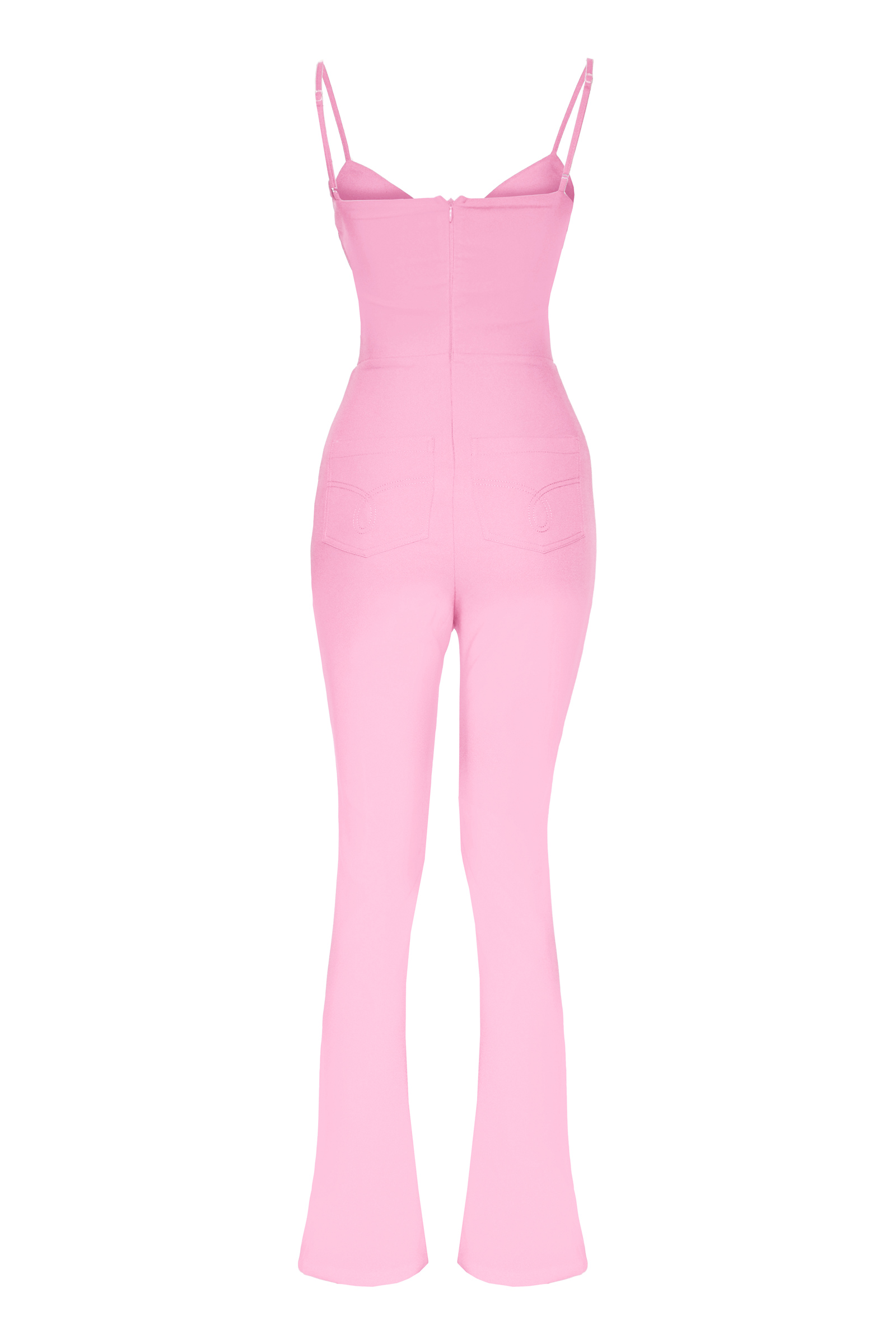 Pink crepe sleeveless long suit