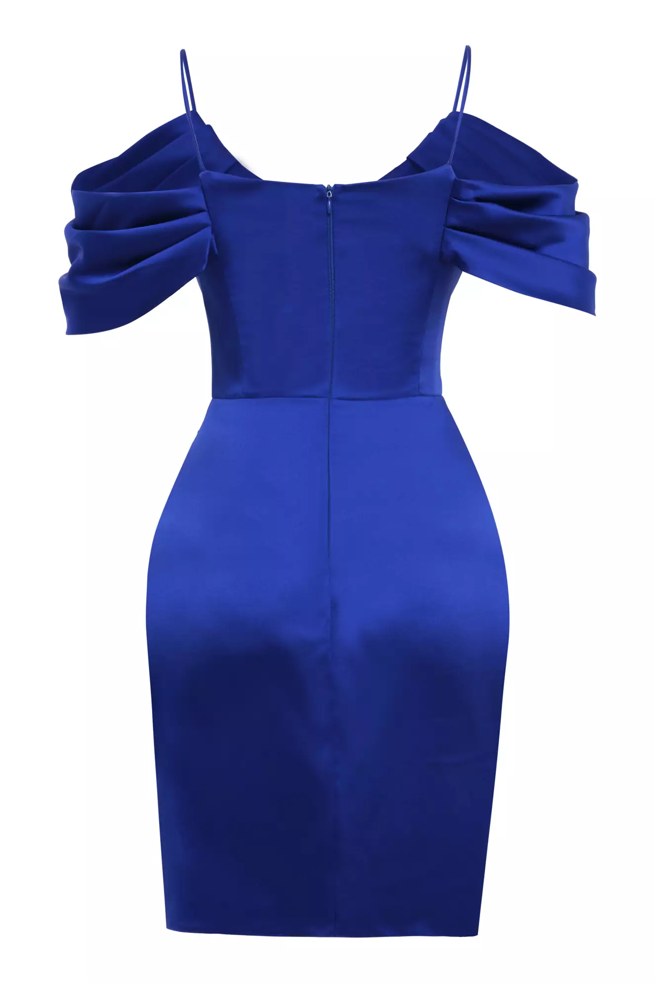 Blue Satin Sleeveless Mini Dress