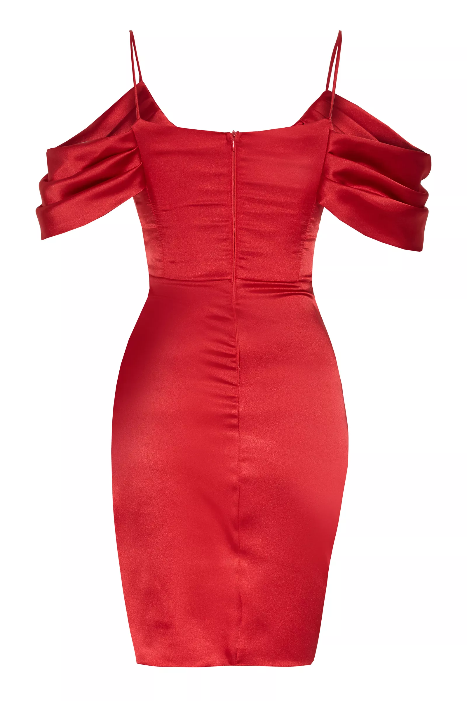 Red Satin Sleeveless Mini Dress