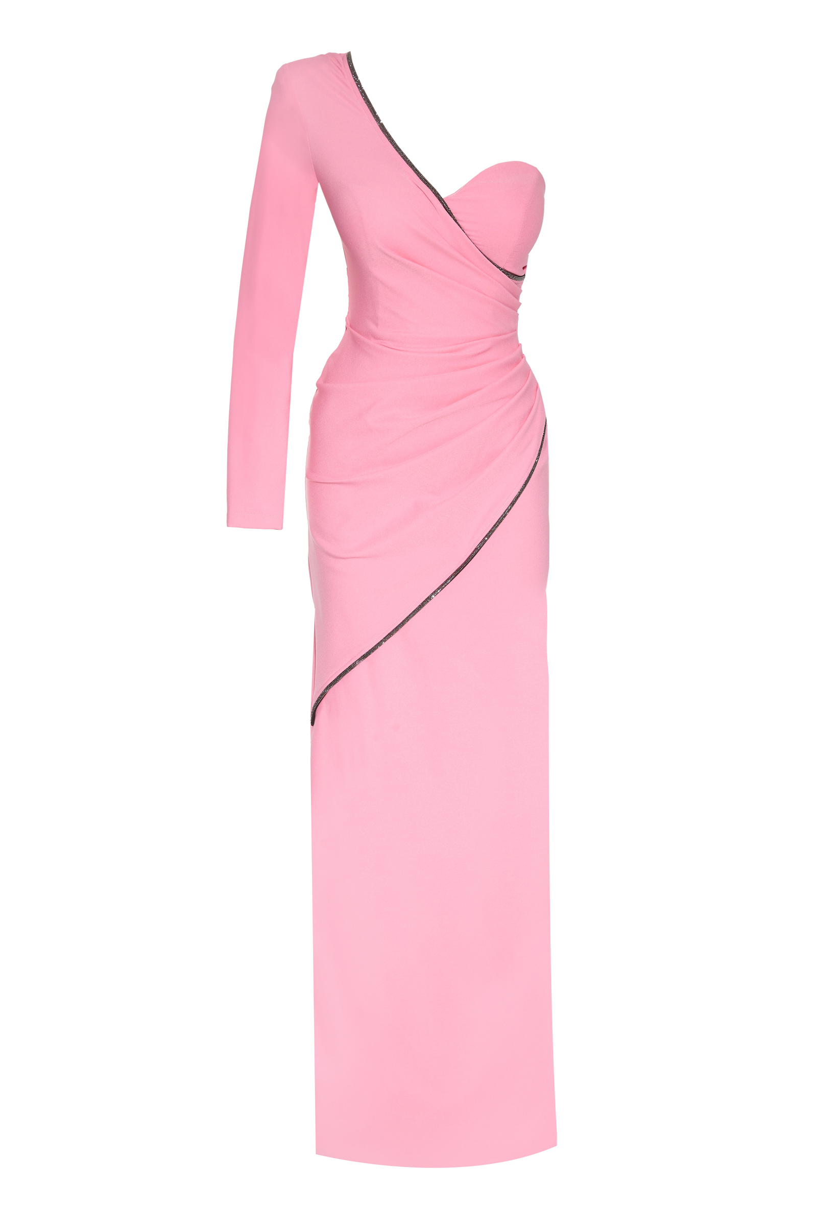 Pink Crepe One Arm Maxi Dress