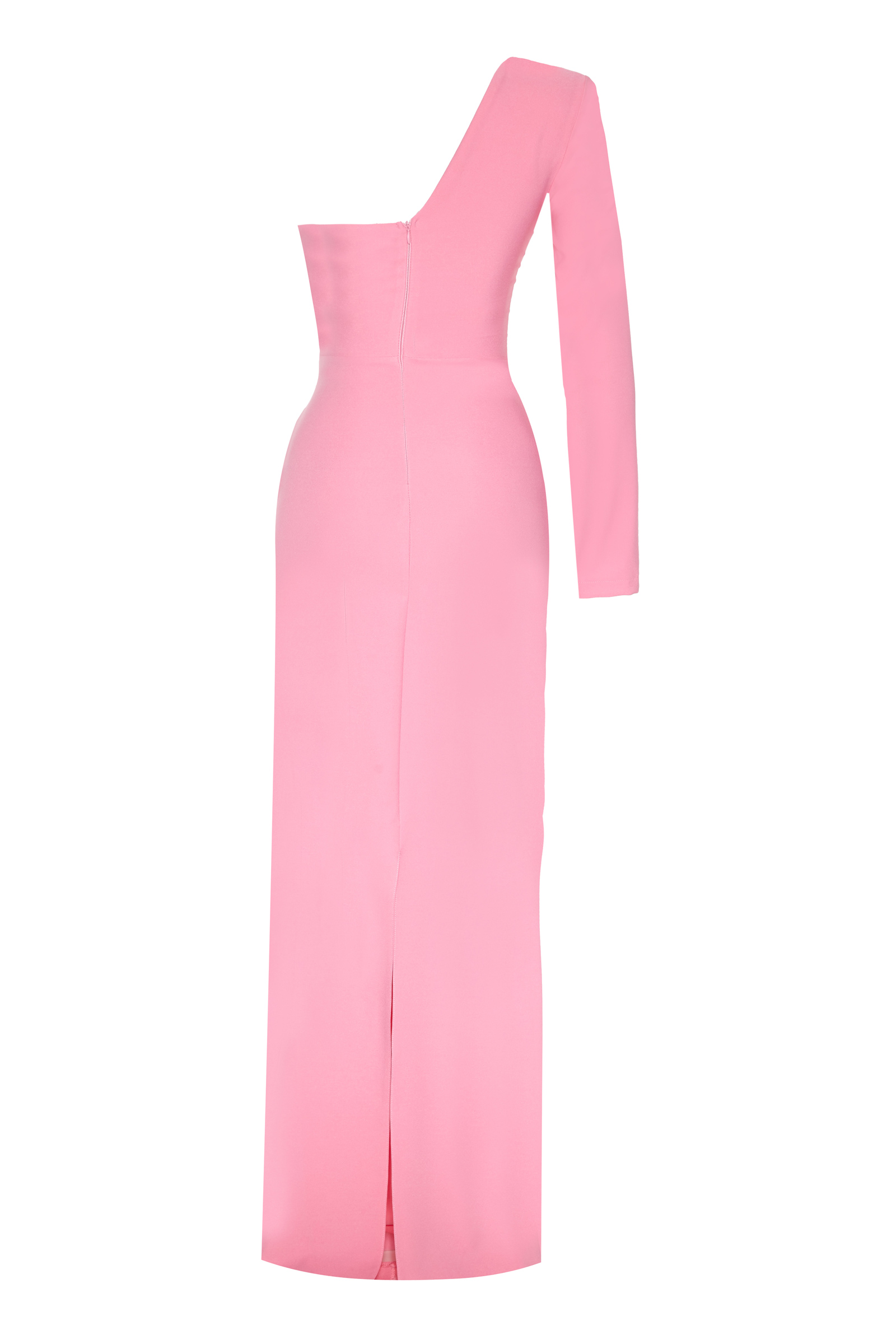 Pink Crepe One Arm Maxi Dress