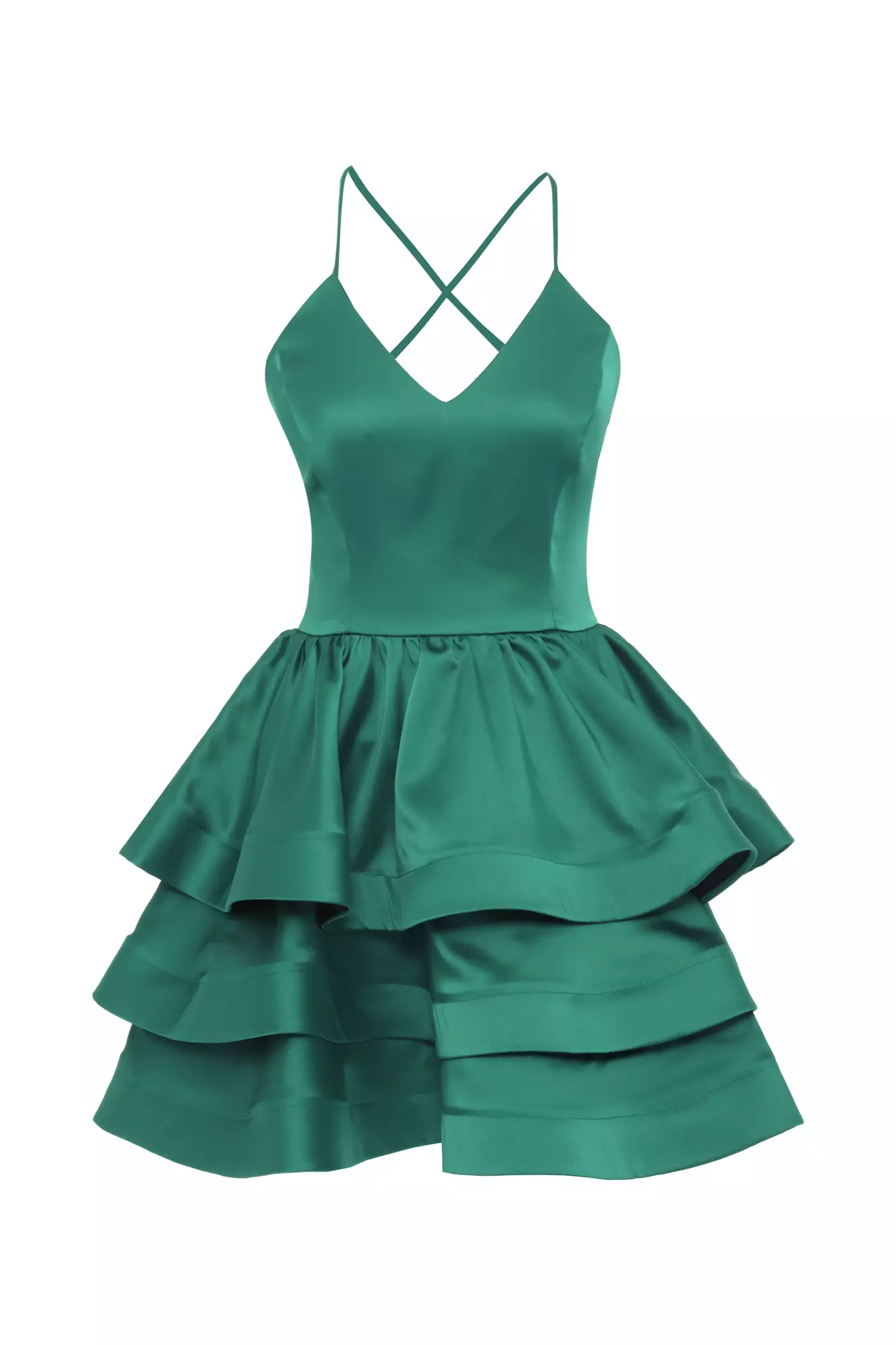 Green Satin Sleeveless Mini Dress