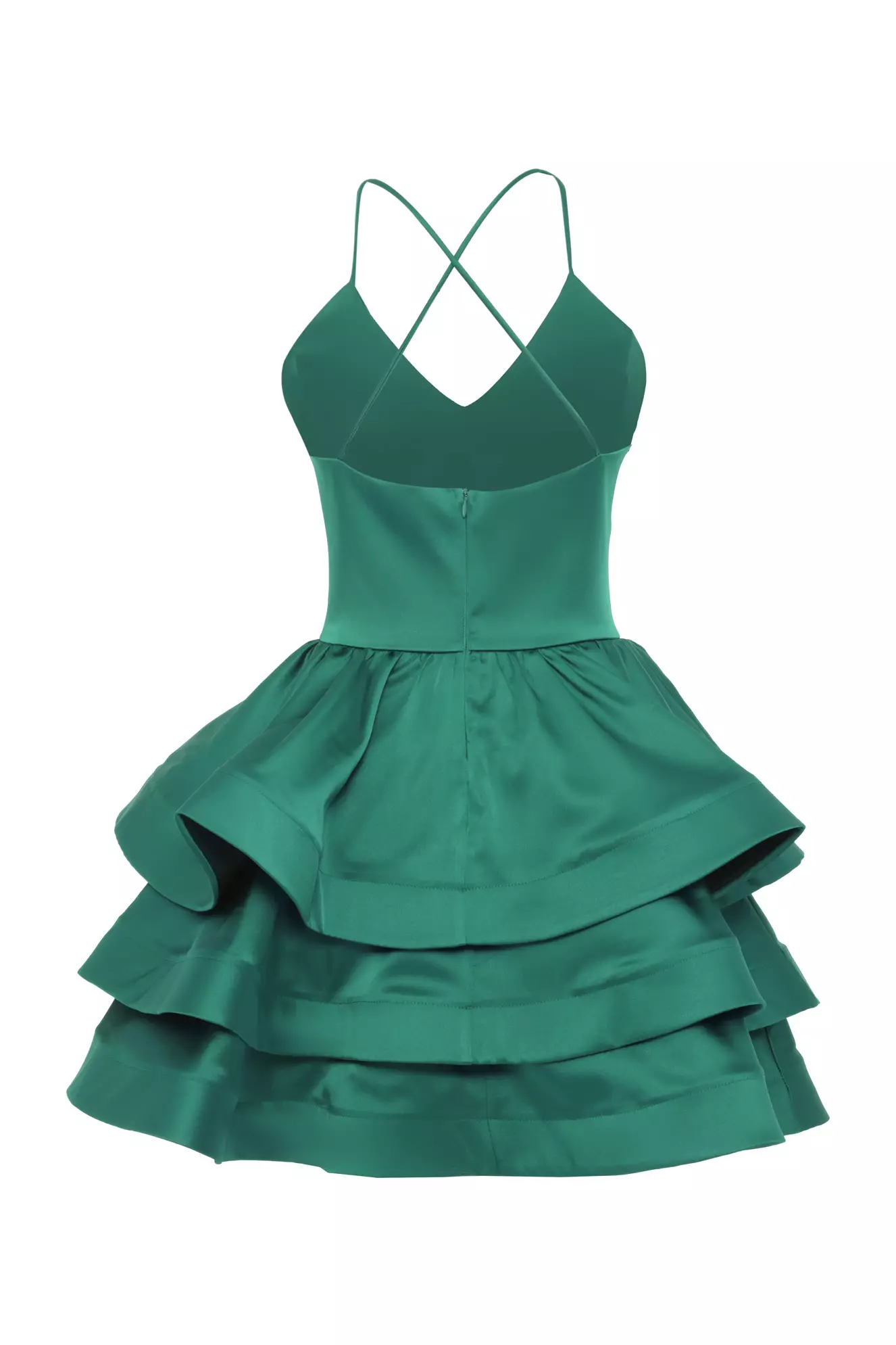 Green Satin Sleeveless Mini Dress