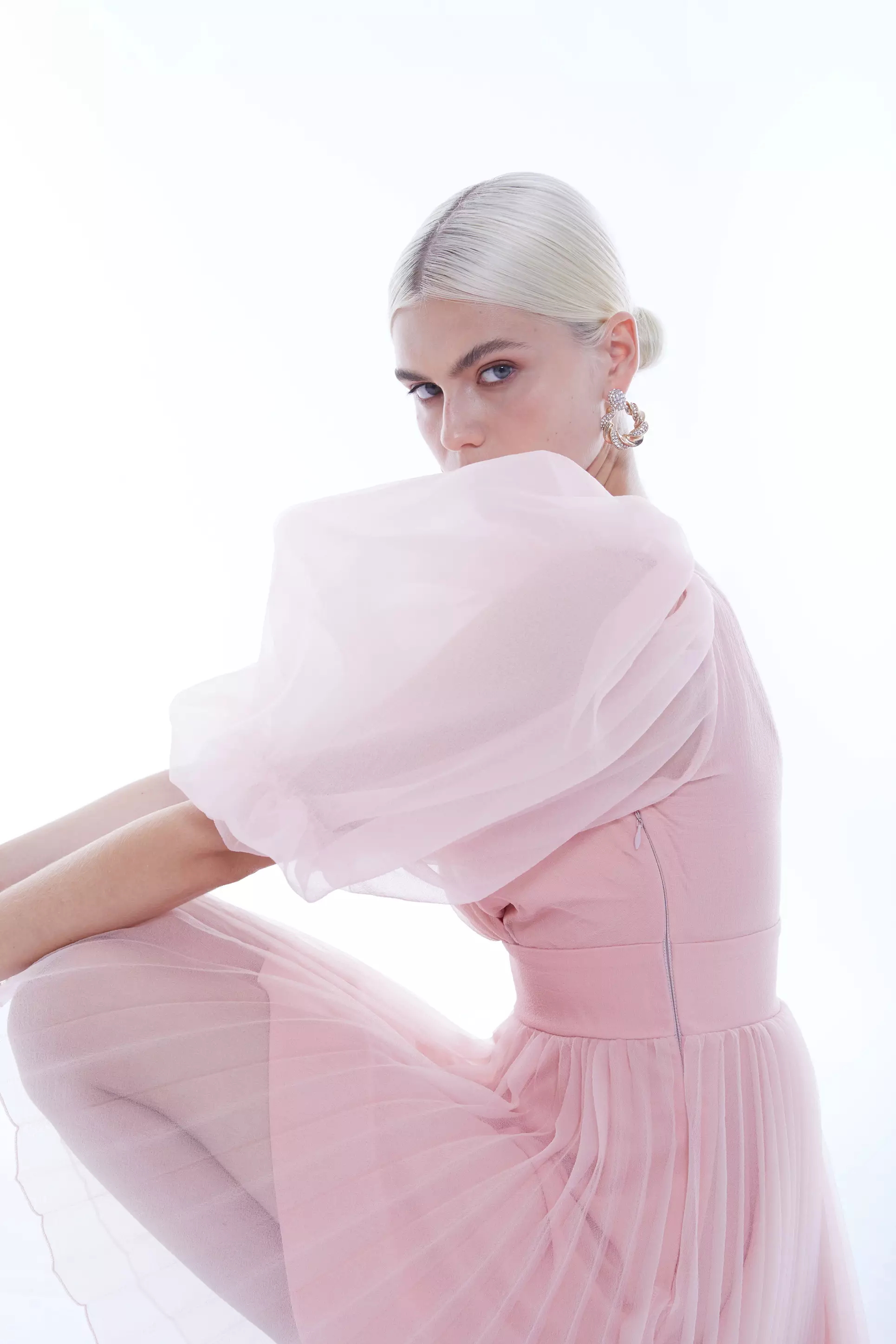 Blush Tulle Short Sleeve Mini Dress