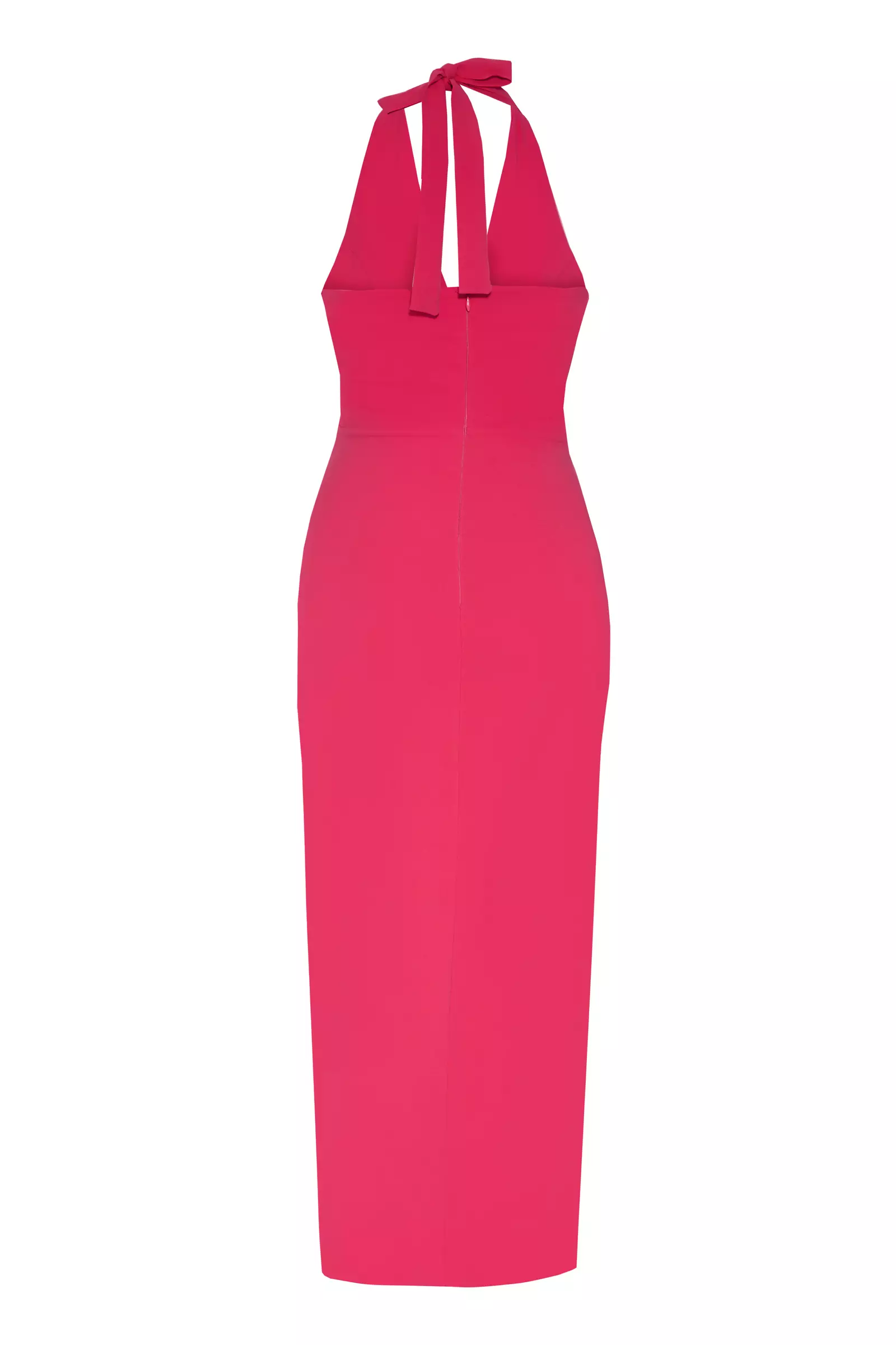 Fuchsia Crepe Sleeveless Midi Dress