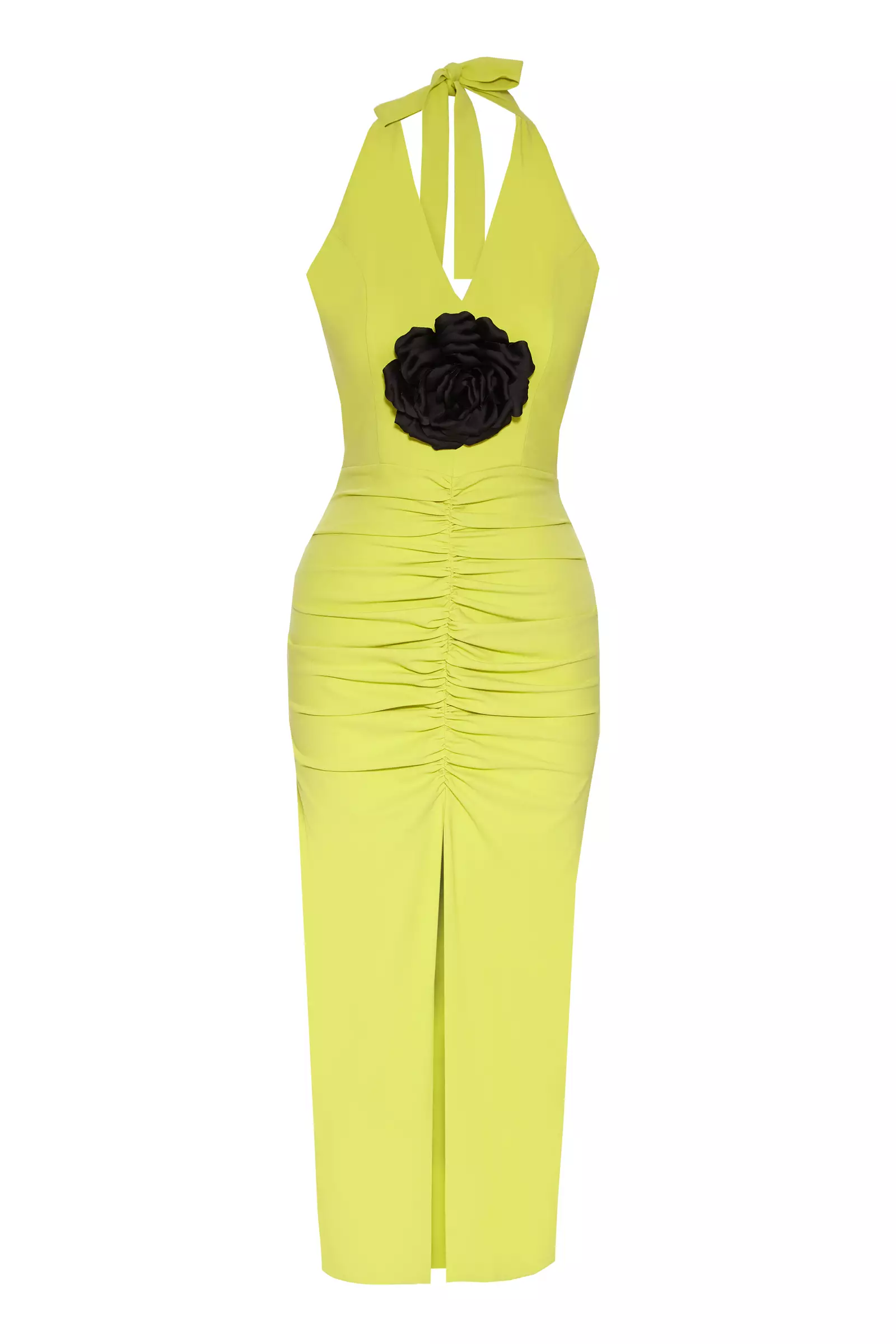 Pistachio Green Crepe Sleeveless Midi Dress